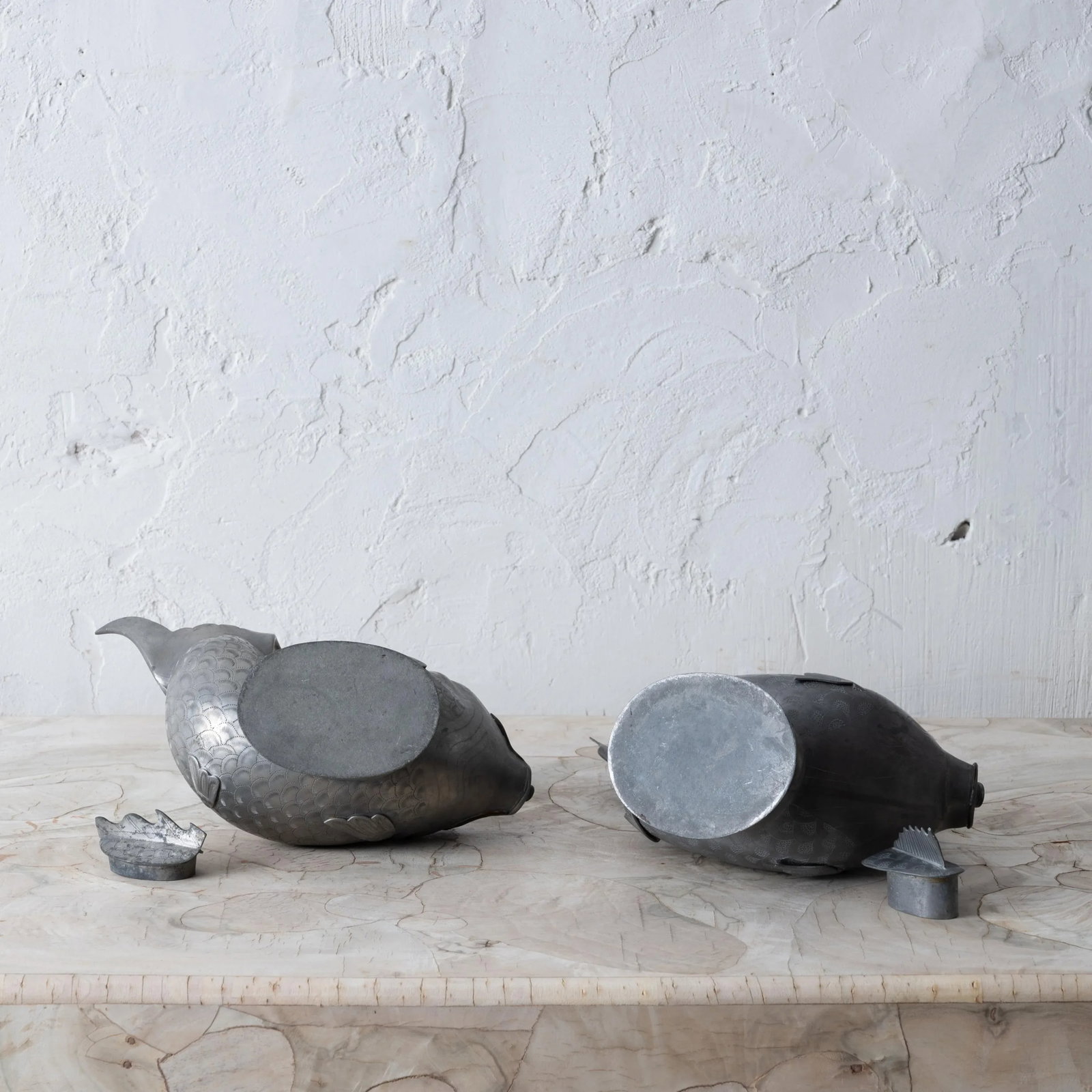 Chinese Pewter Koi Fish Teapots, 19th Century - 12