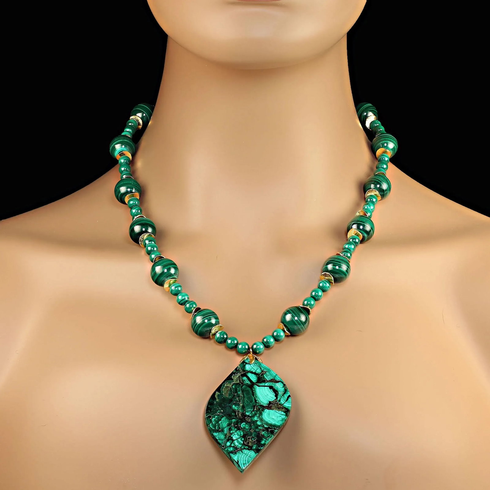 AJD Marvelous Malachite Necklace & Freeform Pendant - 2