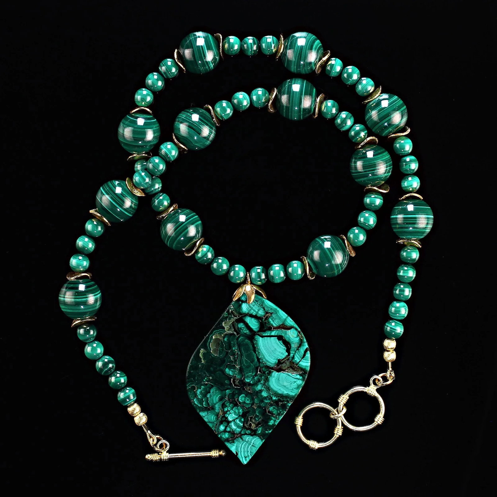 AJD Marvelous Malachite Necklace & Freeform Pendant - 3