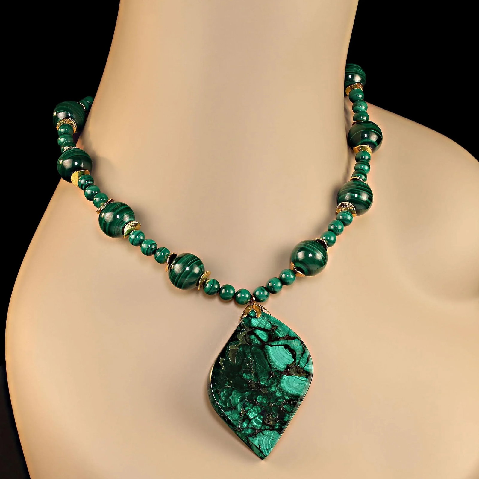AJD Marvelous Malachite Necklace & Freeform Pendant - 4