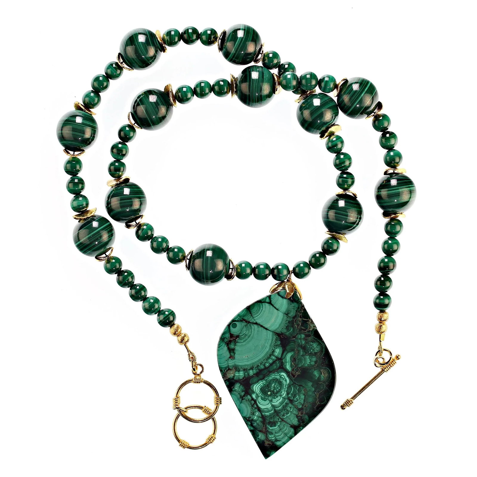 AJD Marvelous Malachite Necklace & Freeform Pendant - 5