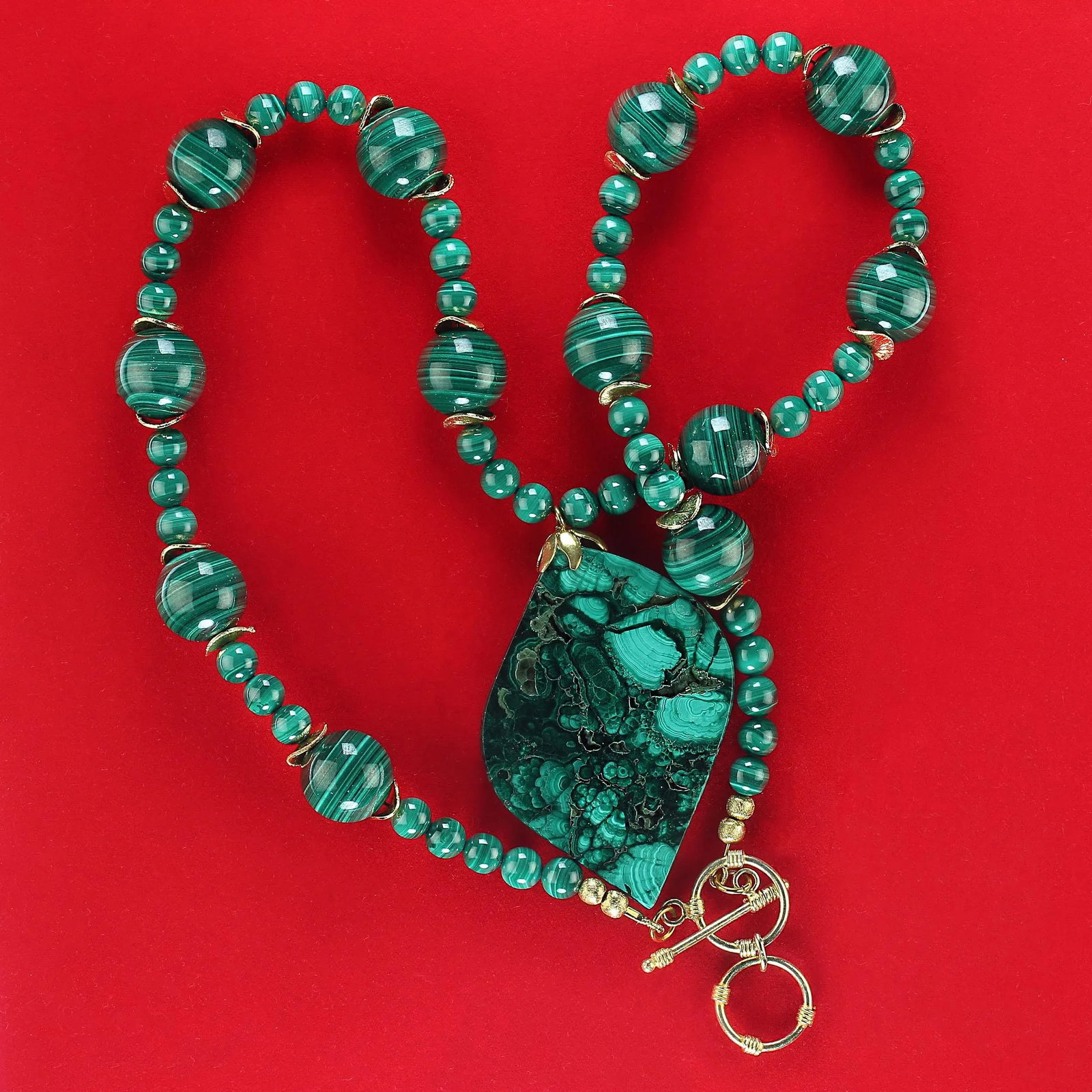 AJD Marvelous Malachite Necklace & Freeform Pendant - 6