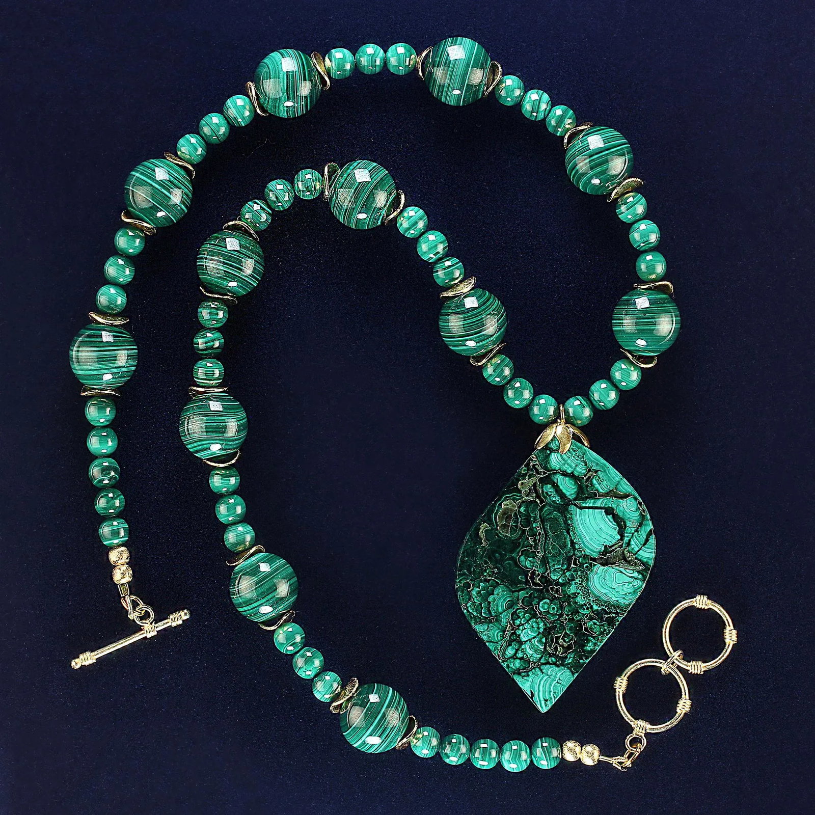 AJD Marvelous Malachite Necklace & Freeform Pendant - 7