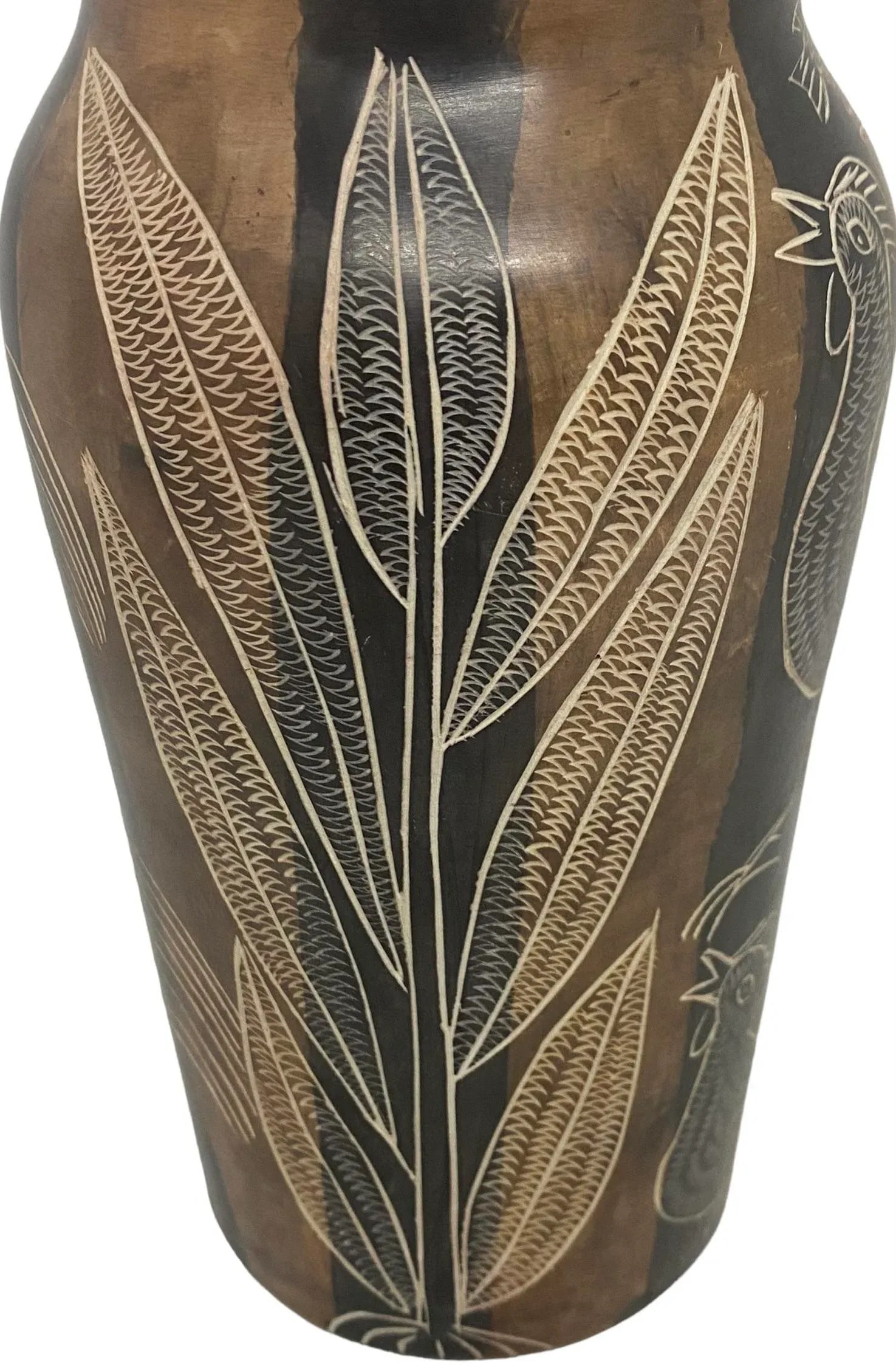 Mid 20th Century Asian Style Hand Carved Soapstone Vase With Roosters, Fish and Plants Design - 6