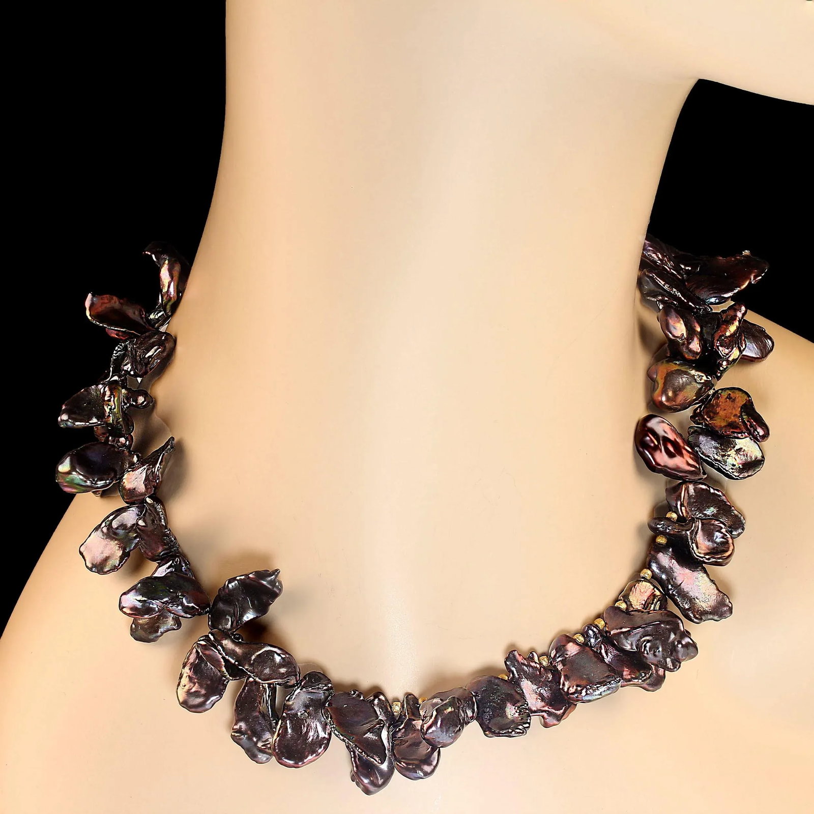 Walnut-Maroon Color Keshi Pearl Necklace June Birthstone - 2