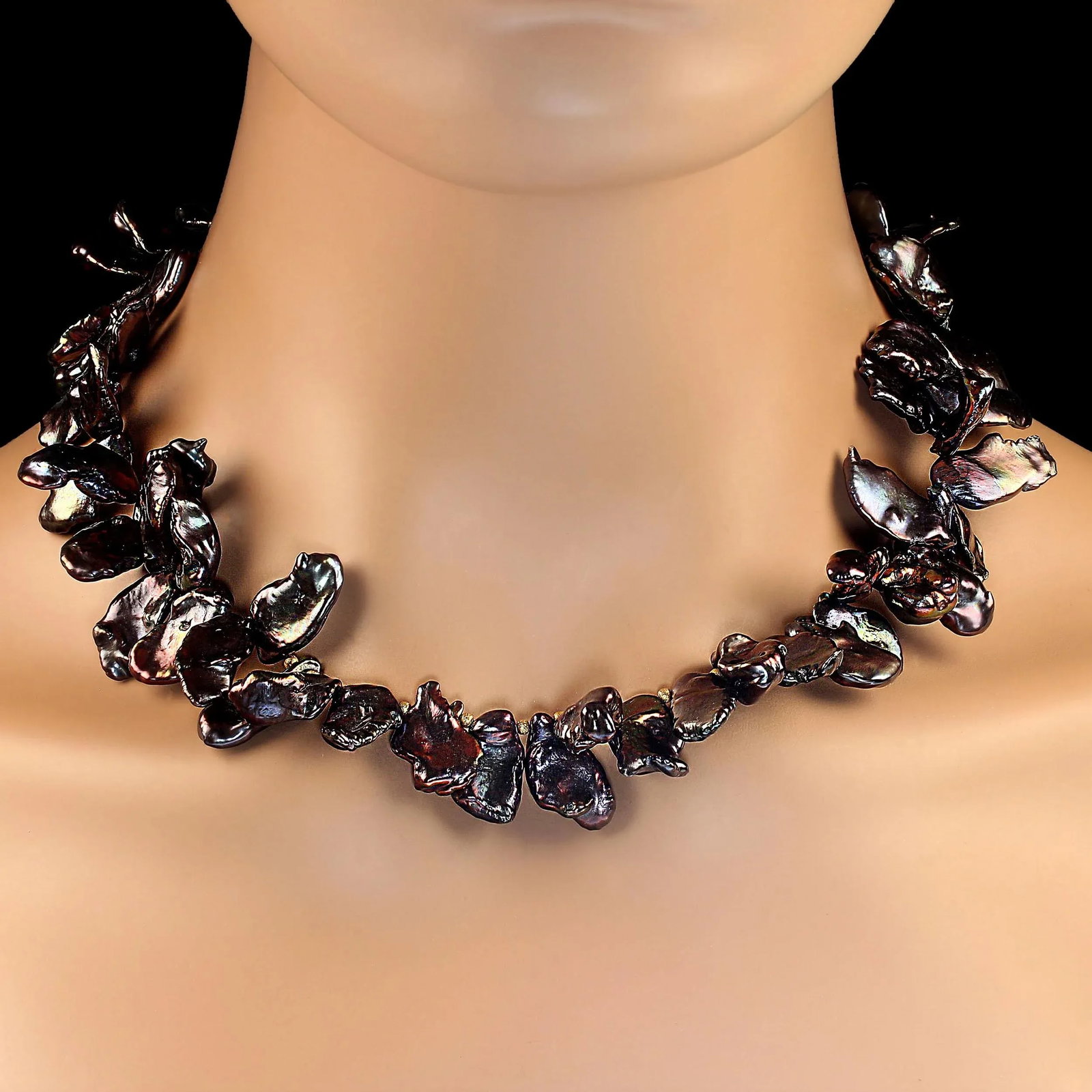 Walnut-Maroon Color Keshi Pearl Necklace June Birthstone - 4