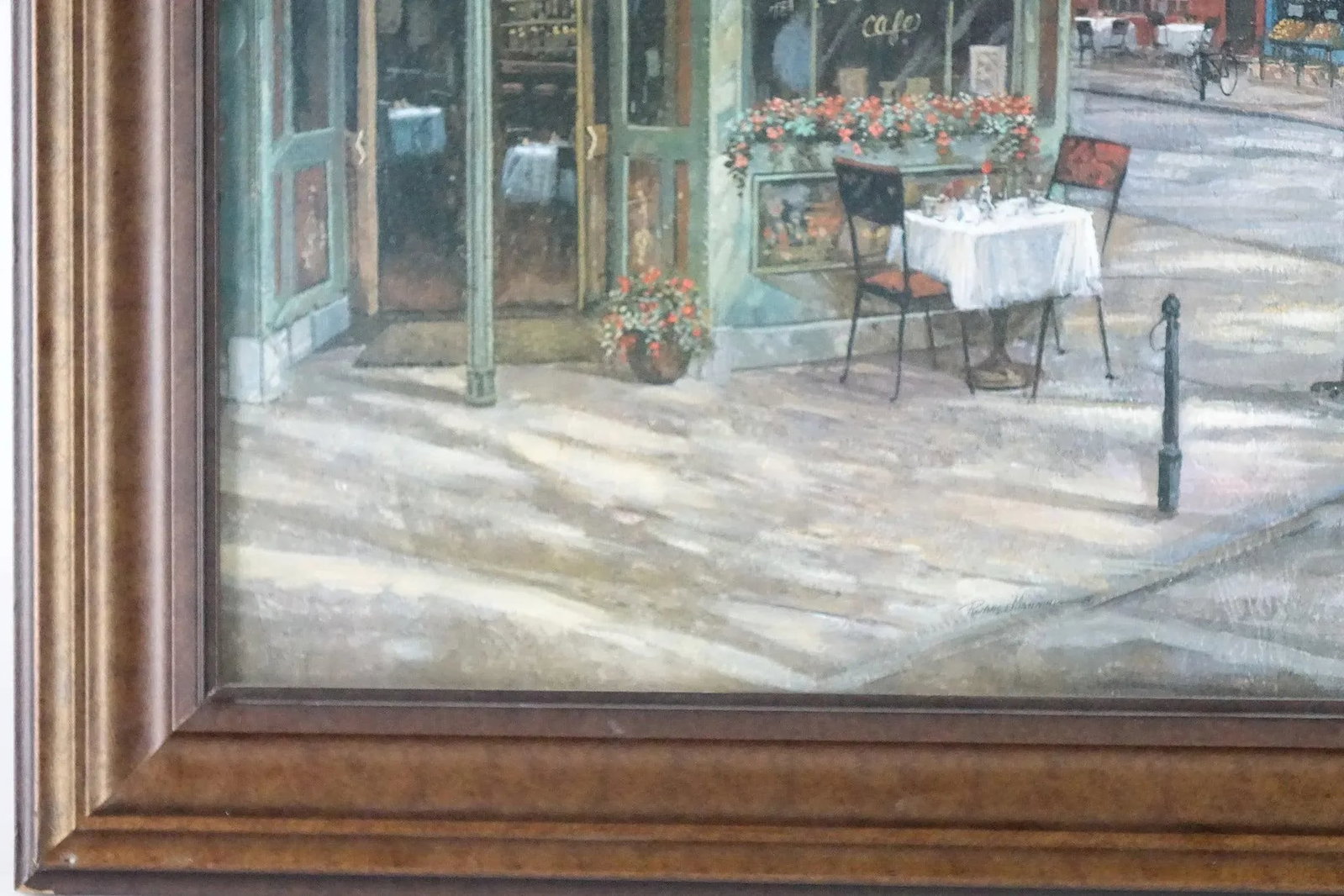 Cafe Print of Original Oil Painting on Canvas Signed - 4