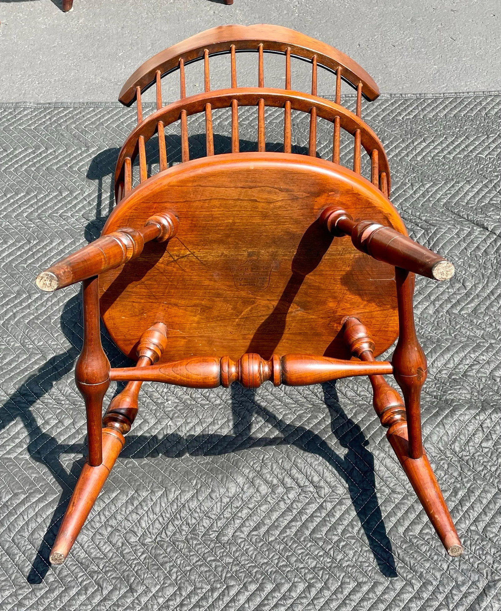 Frederick Duckloe & Bros. Windsor Style Captains Chairs With Leather Nail Head Detailed Backs- Set o - 11