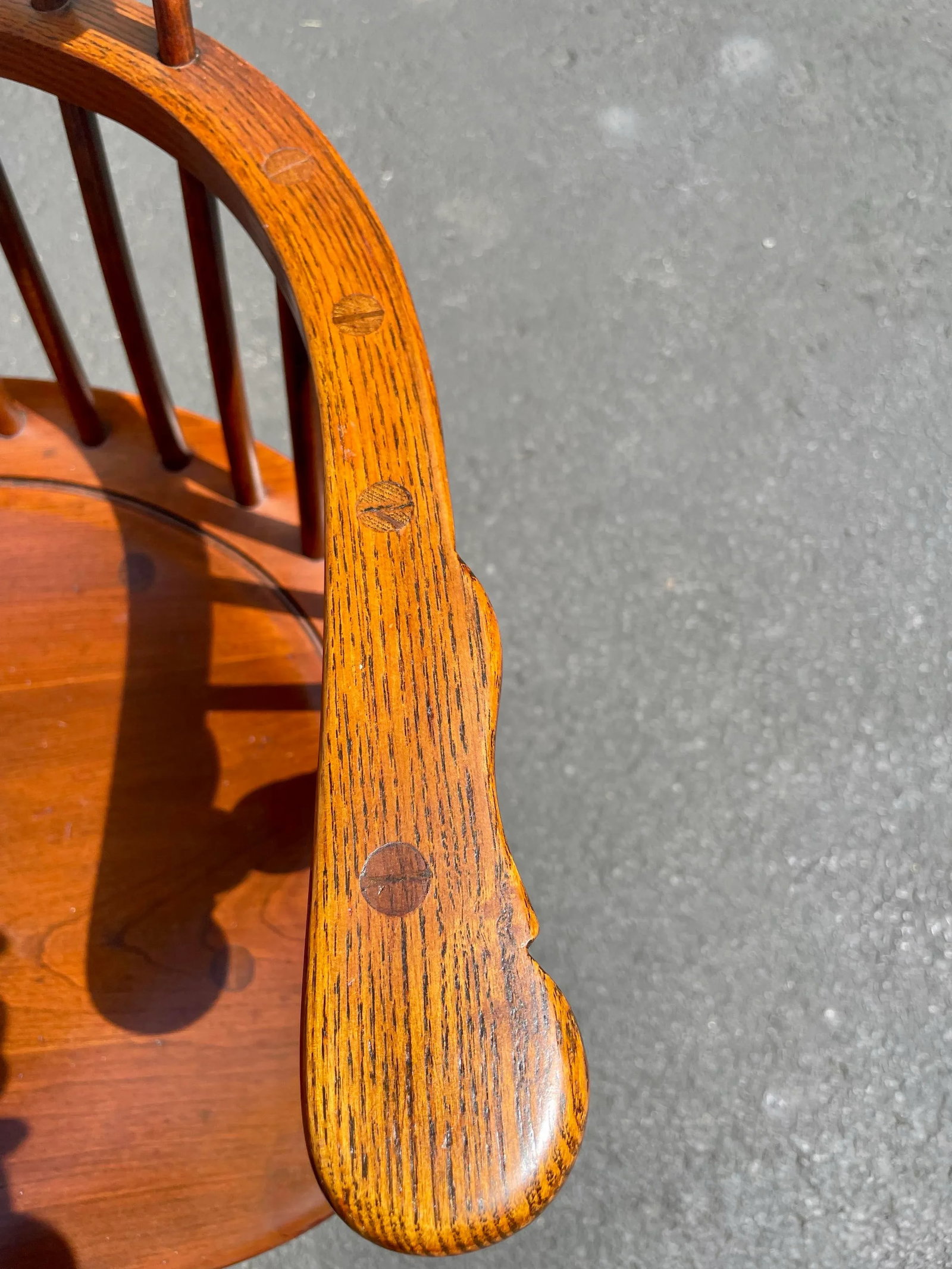 Frederick Duckloe & Bros. Windsor Style Captains Chairs With Leather Nail Head Detailed Backs- Set o - 9