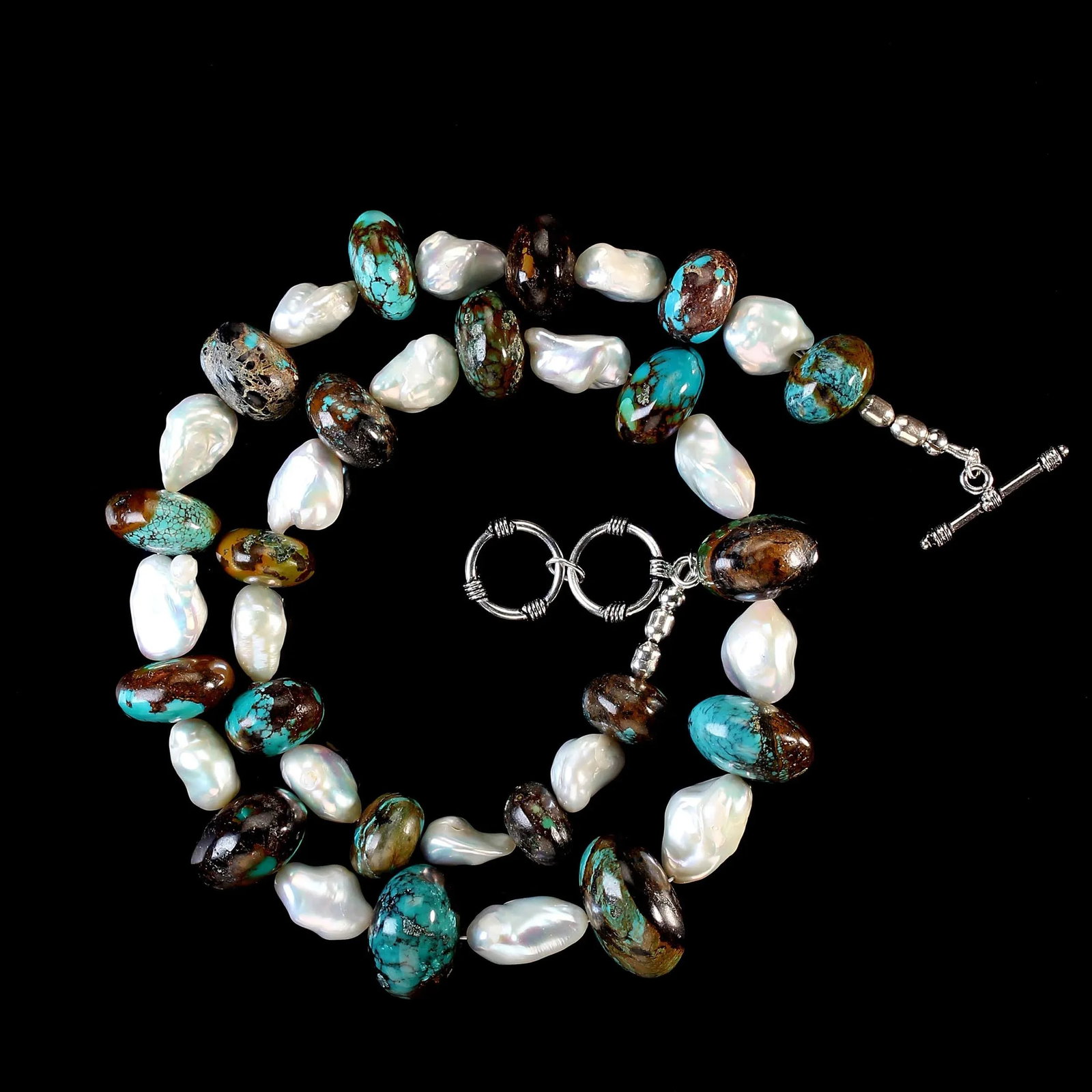 Necklace Hubei Turquoise Mixed With White Freshwater Pearl - 3