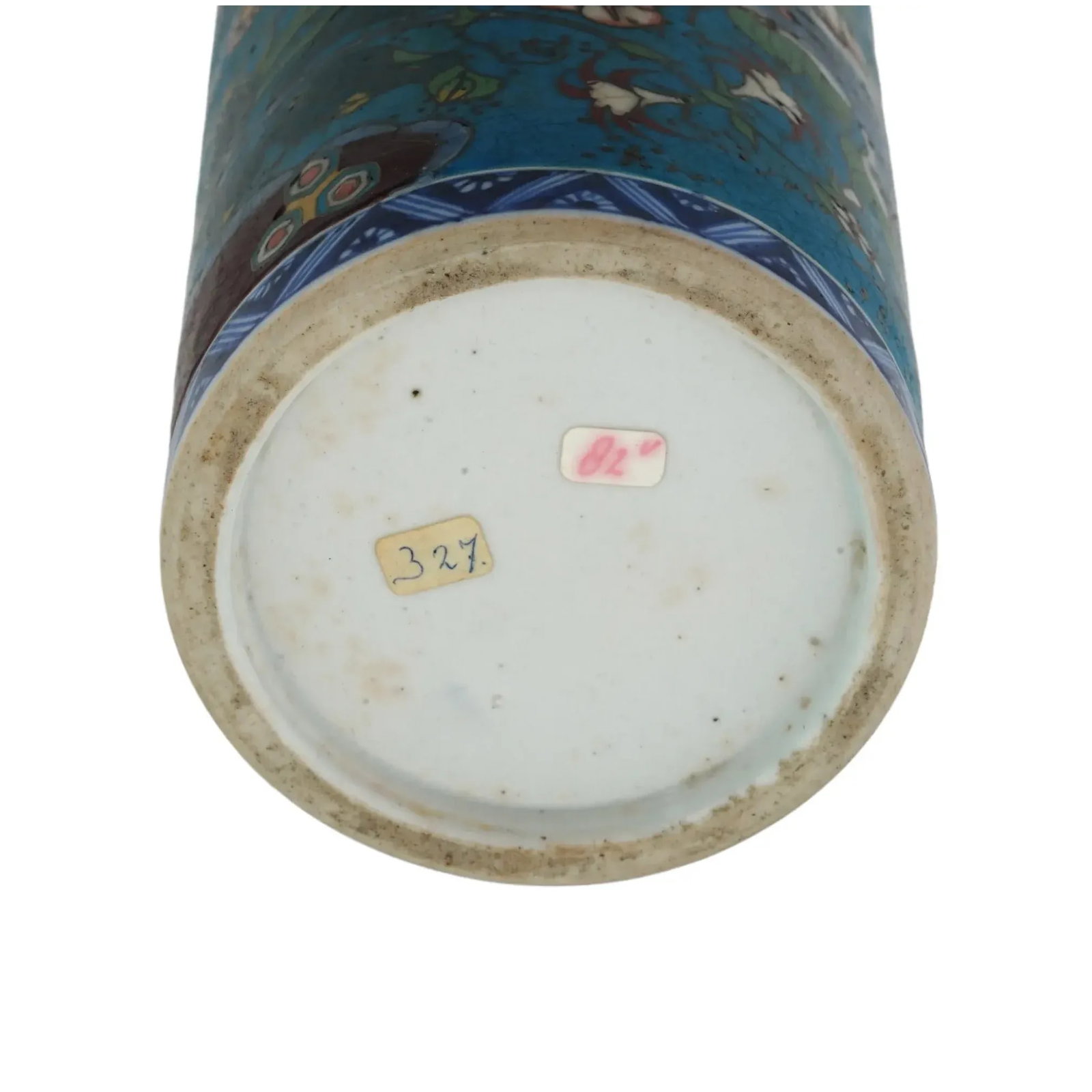 Antique Japanese Cloisonne Enamel on Porcelain Floral Vase - 8