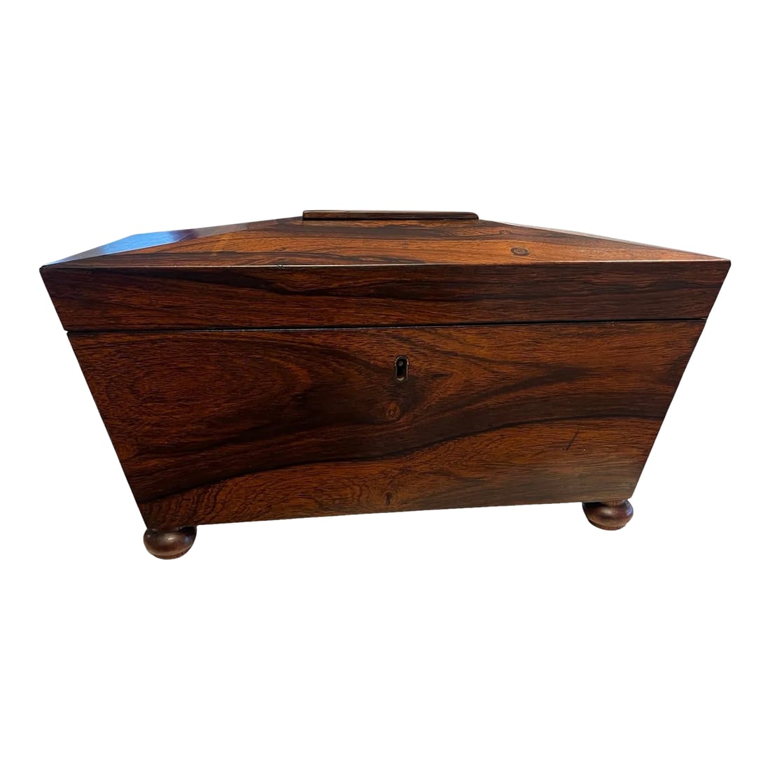 Large 19th Century English Mahogany Sarcophagus Form Tea Caddy (1 of 8)