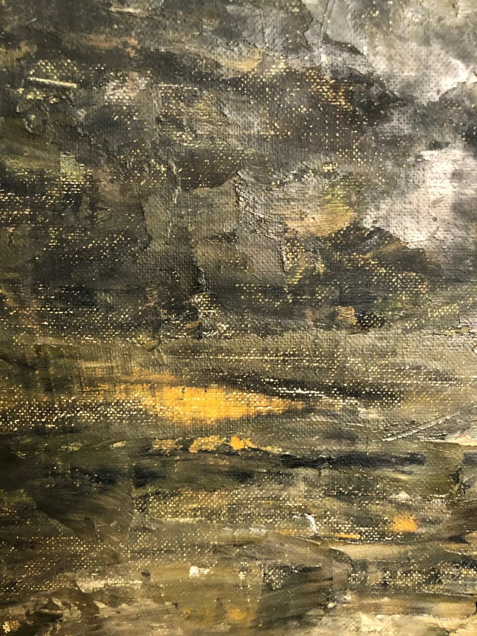 Late 20th Century Original Oil on Canvas - Impressionist Landscape With Moonlight - 3
