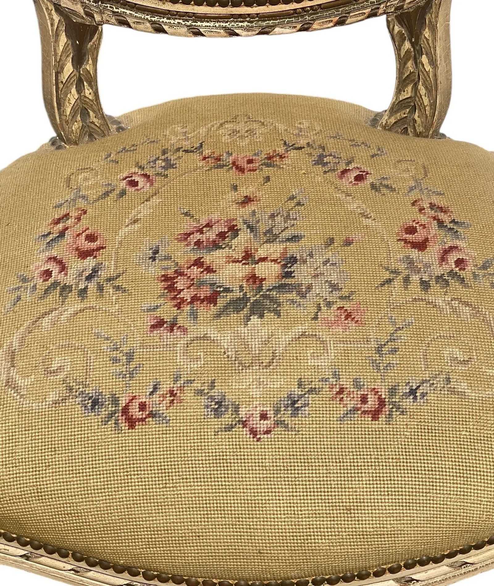 1930s Vintage French Provincial Fauteuil Chair With Floral Needlepoint Design - 10