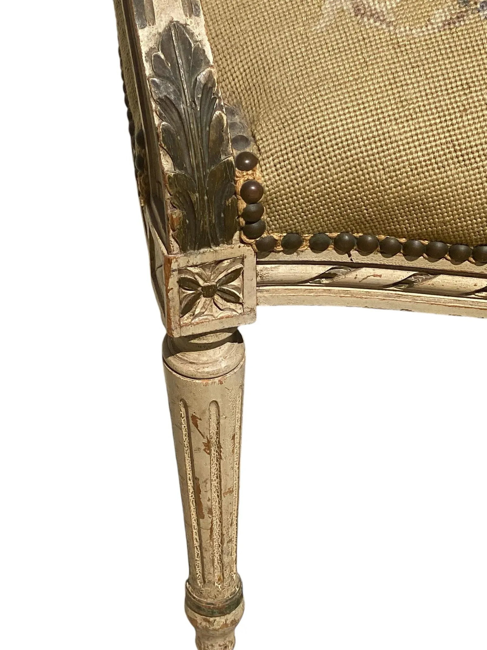 1930s Vintage French Provincial Fauteuil Chair With Floral Needlepoint Design - 8