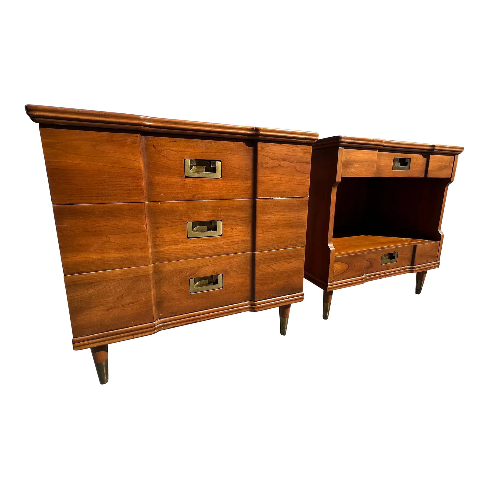 Widdicomb Campaign Style Solid Cherry Brass Pulls Night Stands Tables (1 of 9)