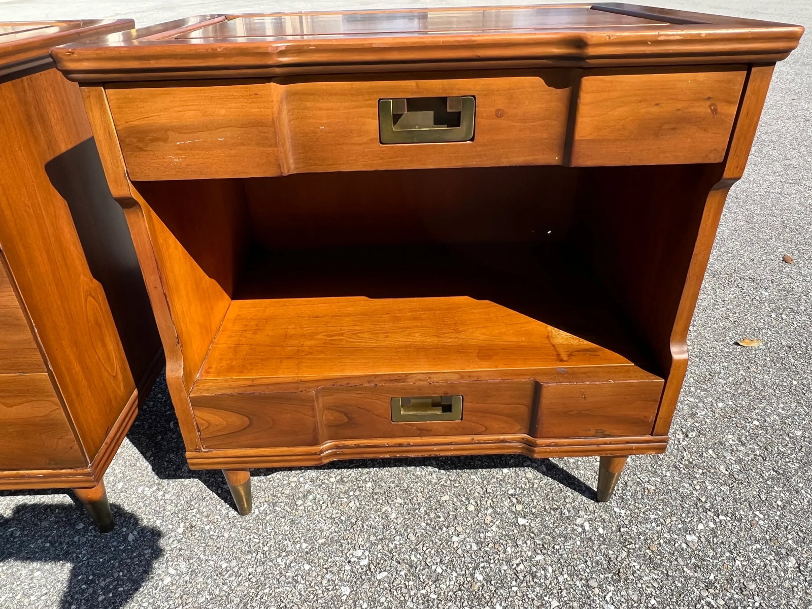 Widdicomb Campaign Style Solid Cherry Brass Pulls Night Stands Tables - 8