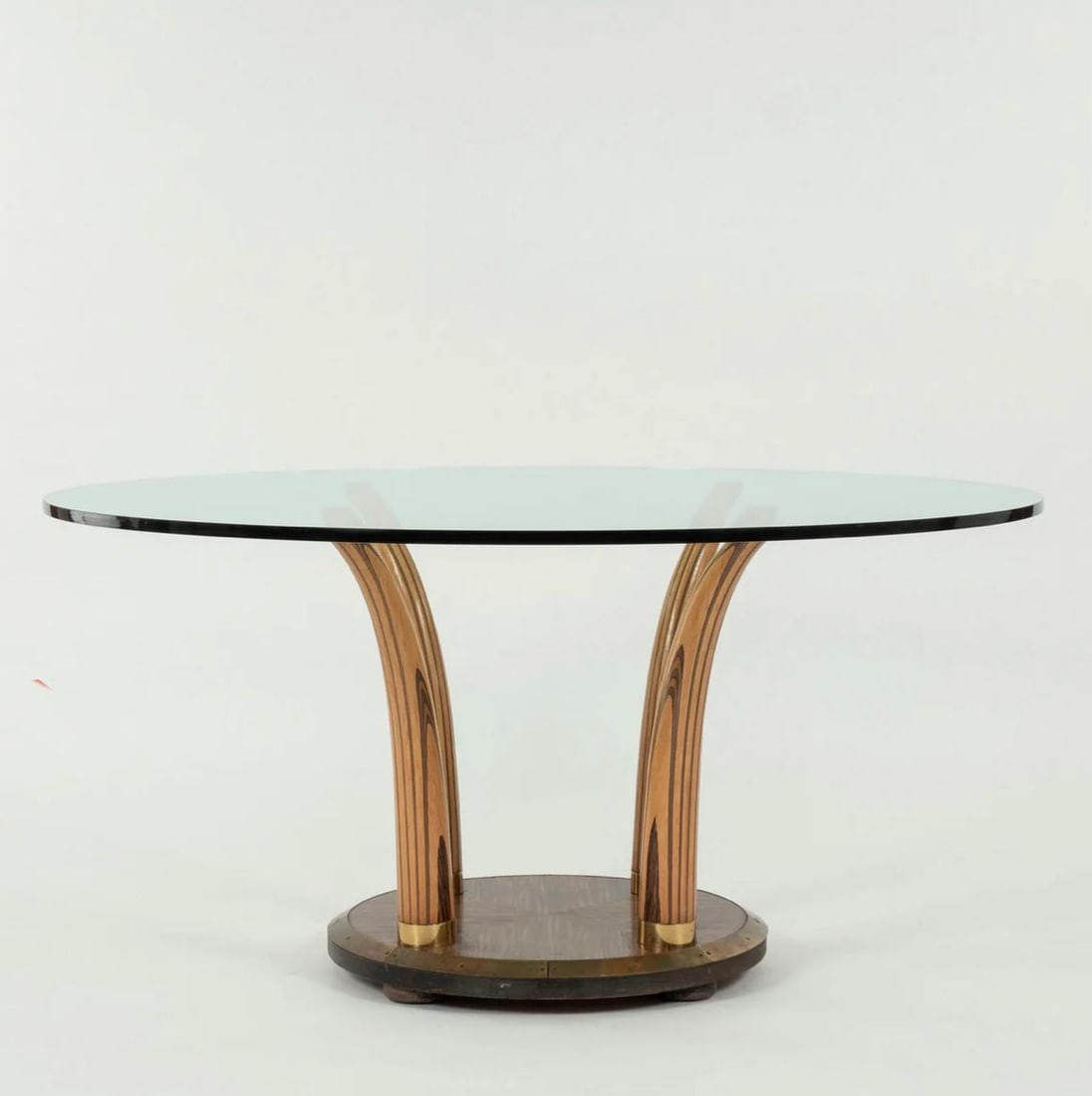 Zebrawood Macassar Ebony Faux Tusk Dining Table With Glass Top - 4