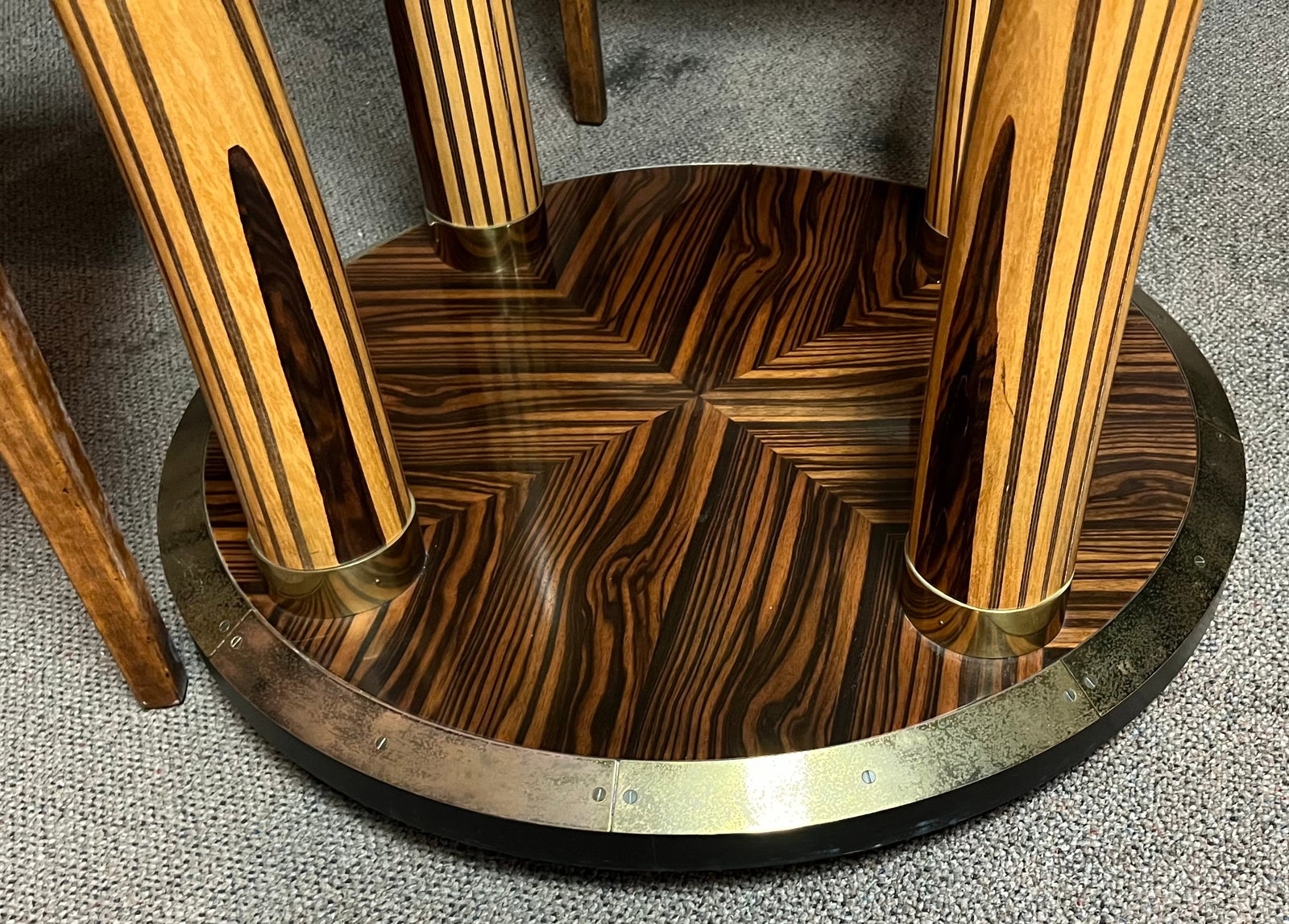 Zebrawood Macassar Ebony Faux Tusk Dining Table With Glass Top - 8