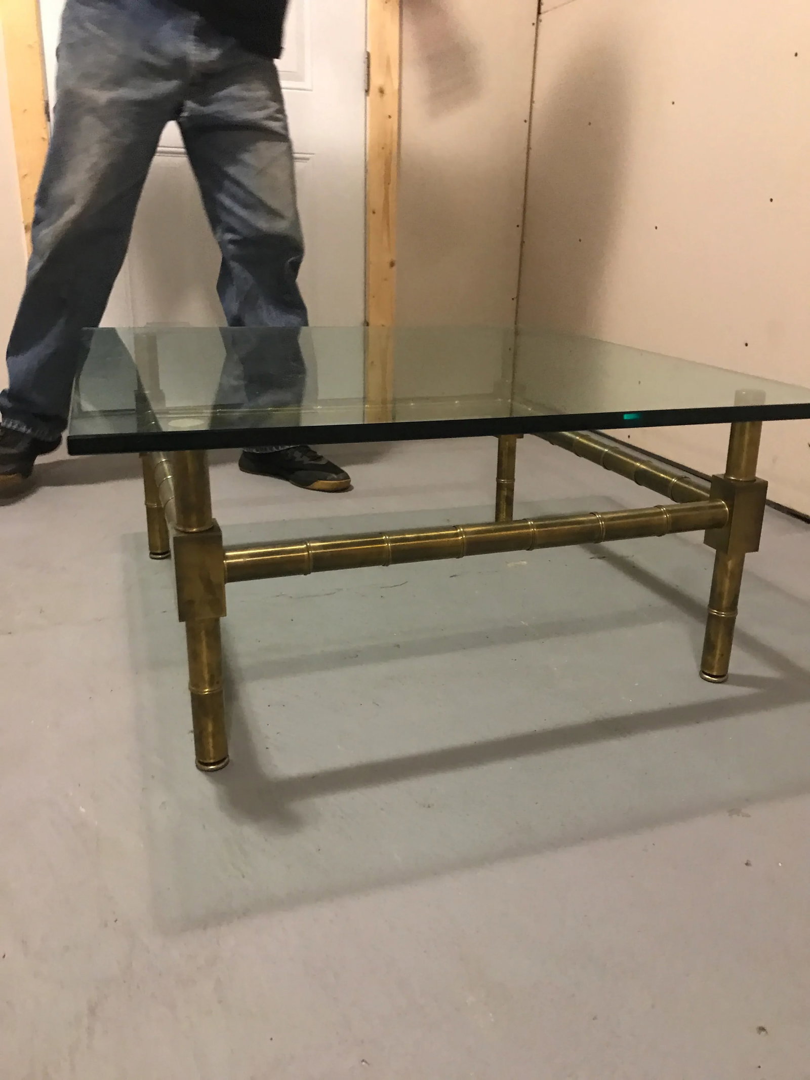 20th Century Hollywood Regency Brass Bamboo Glass Top Coffee Table - 3