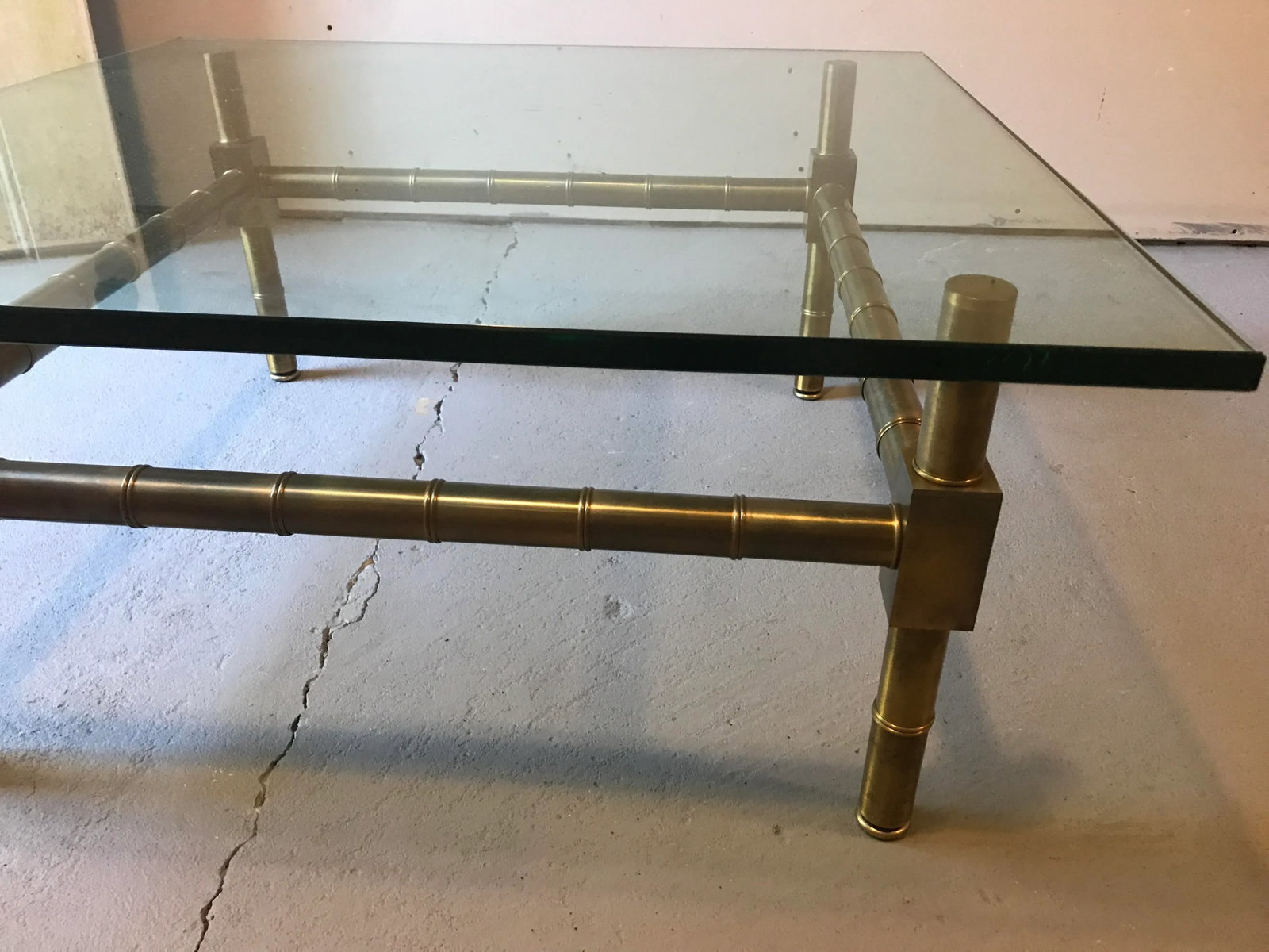20th Century Hollywood Regency Brass Bamboo Glass Top Coffee Table - 4