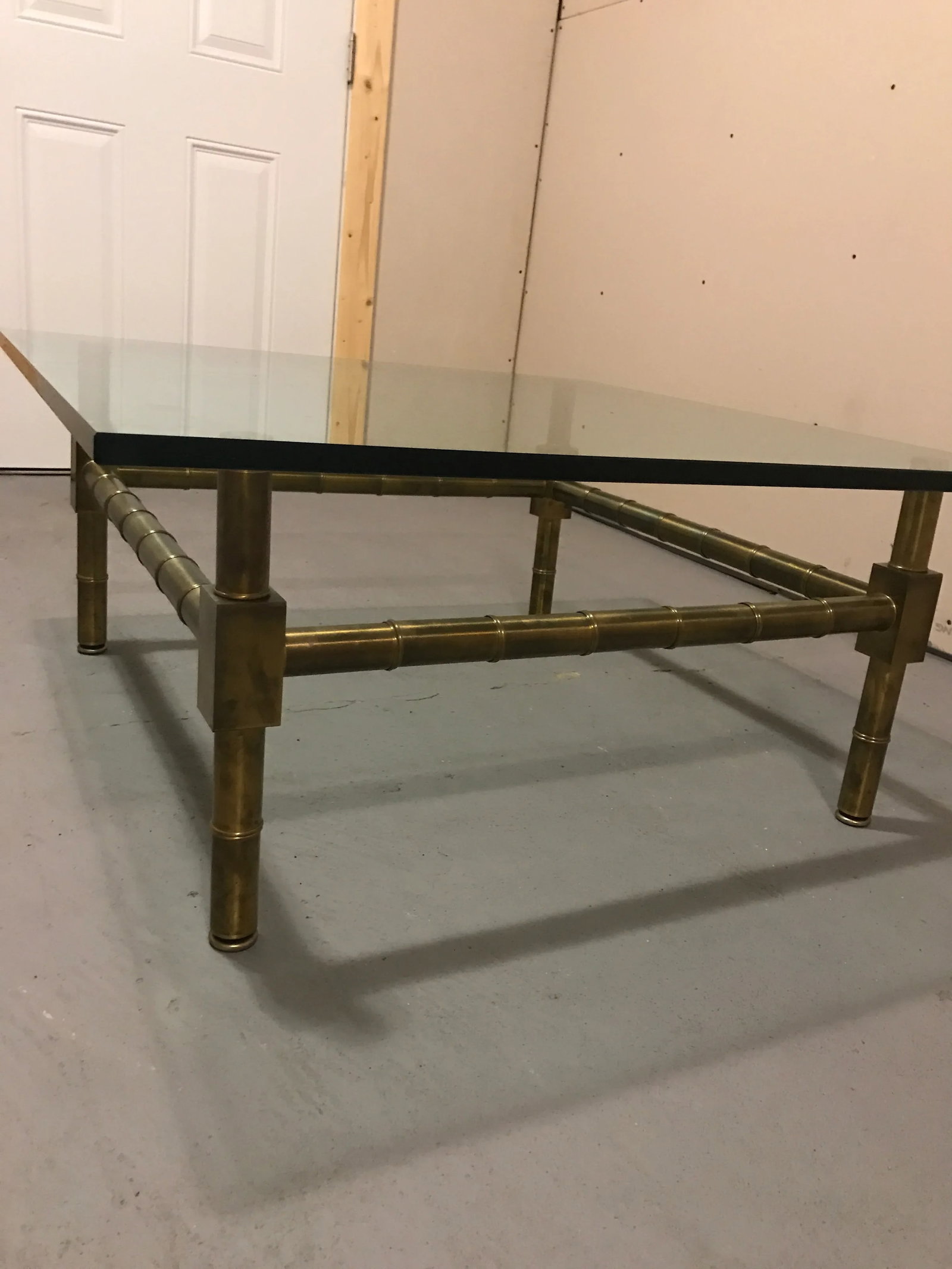 20th Century Hollywood Regency Brass Bamboo Glass Top Coffee Table - 6
