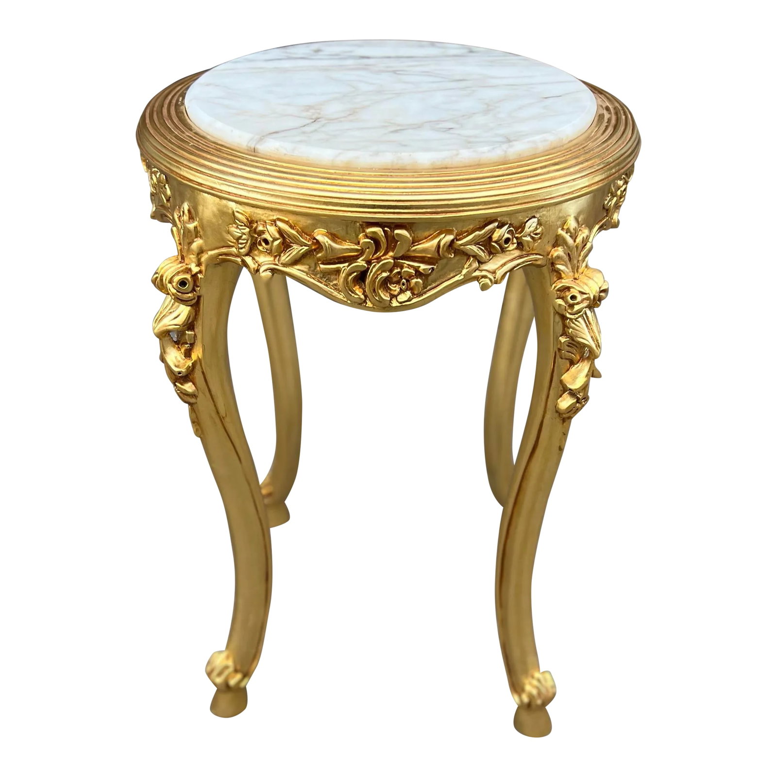 Marble Top Gold Leaf Accent Table (1 of 4)