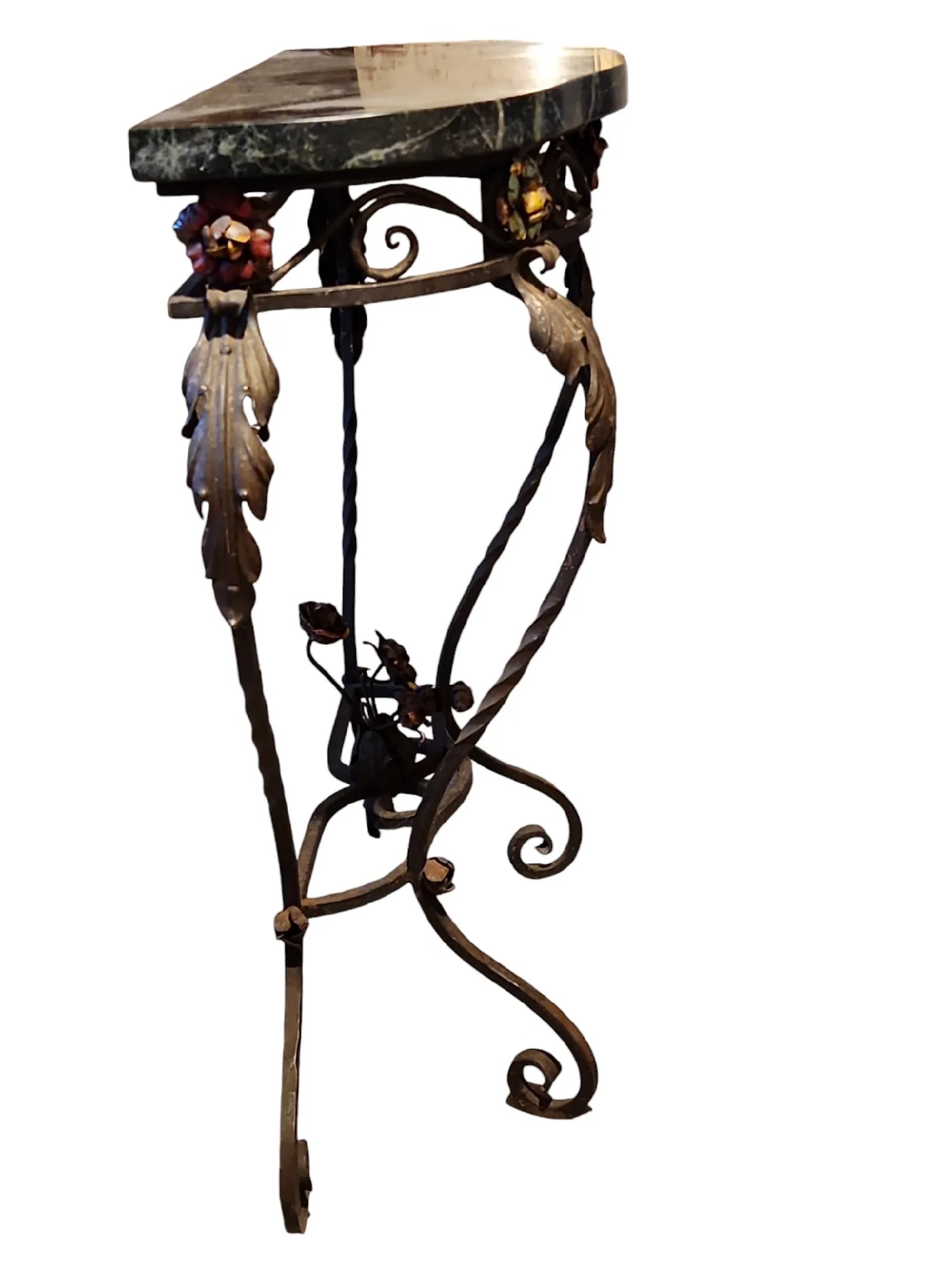Iron and Marble Top Demilune Table - 3
