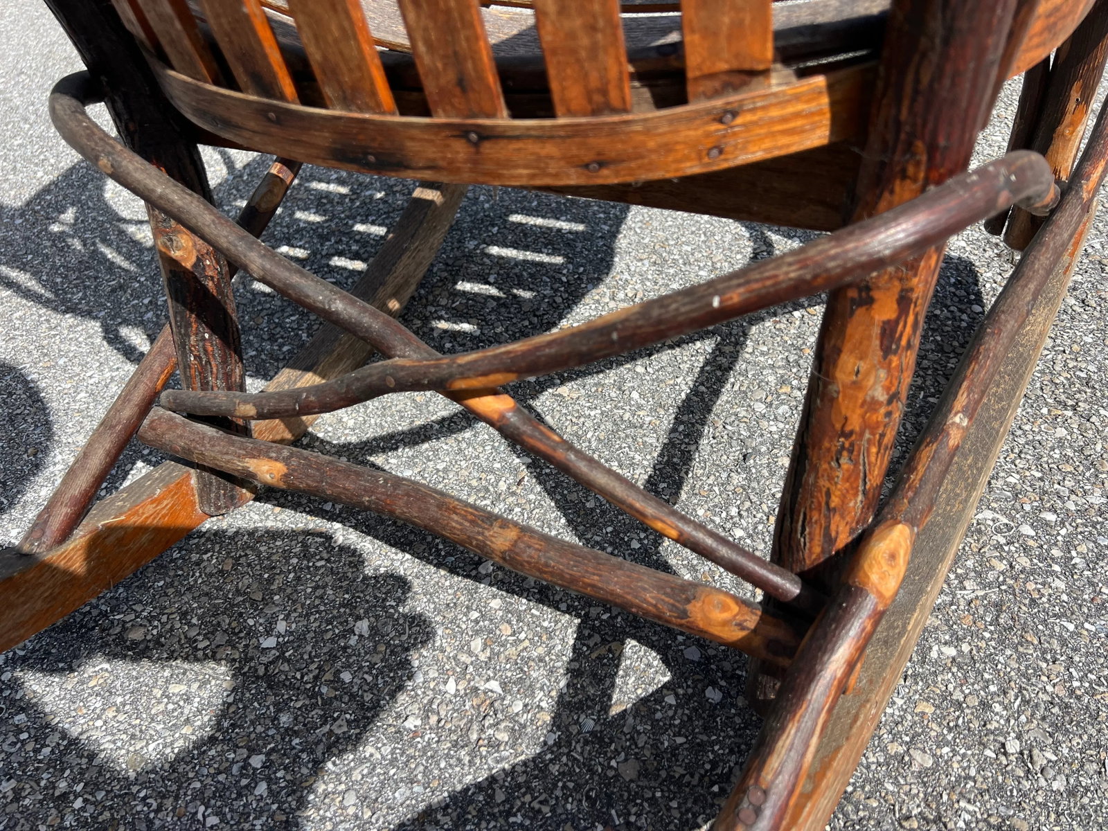 Antique Hand Made Rustic Hickory & Twig Rocking Chair - 12