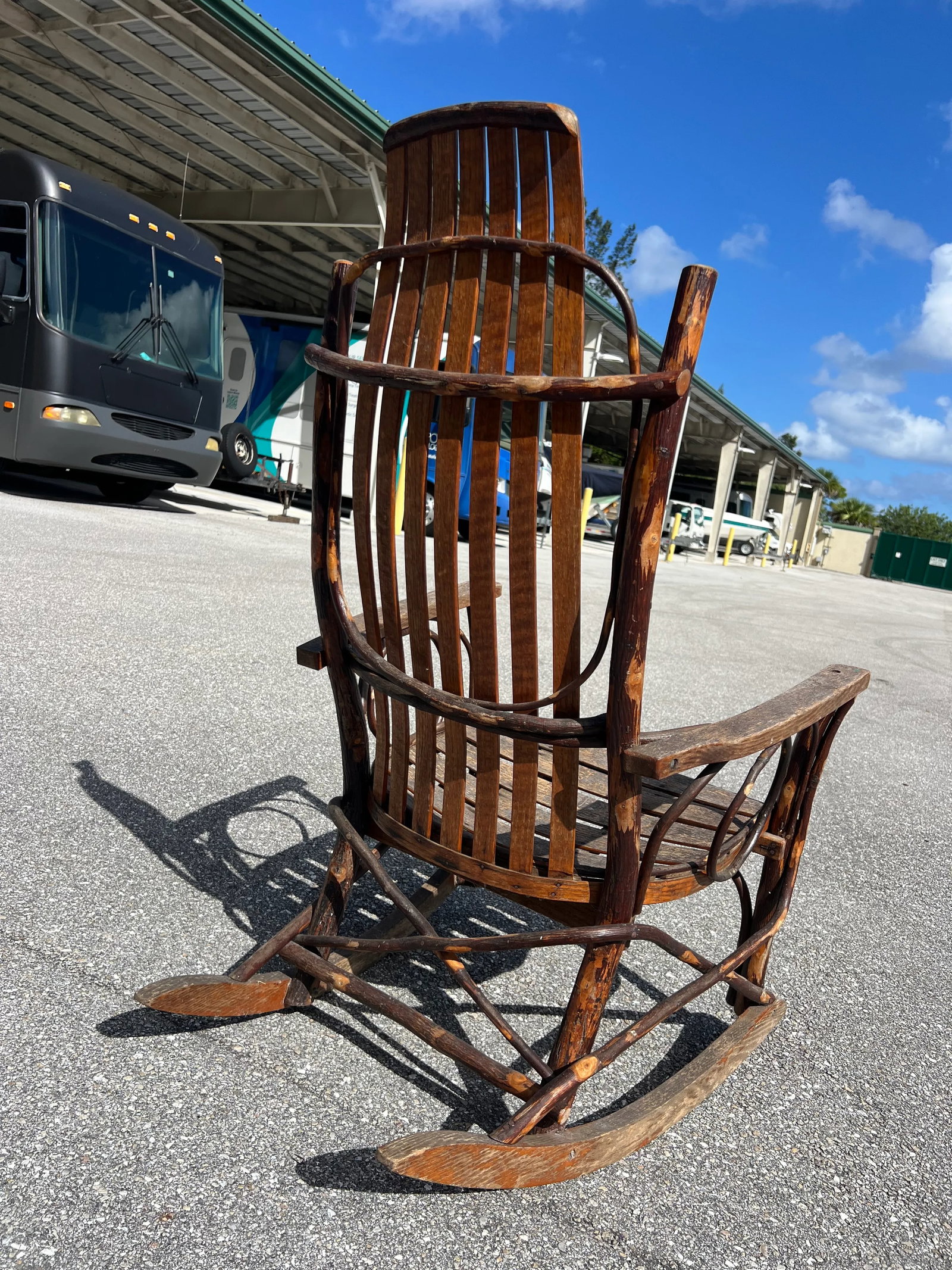 Antique Hand Made Rustic Hickory & Twig Rocking Chair - 2