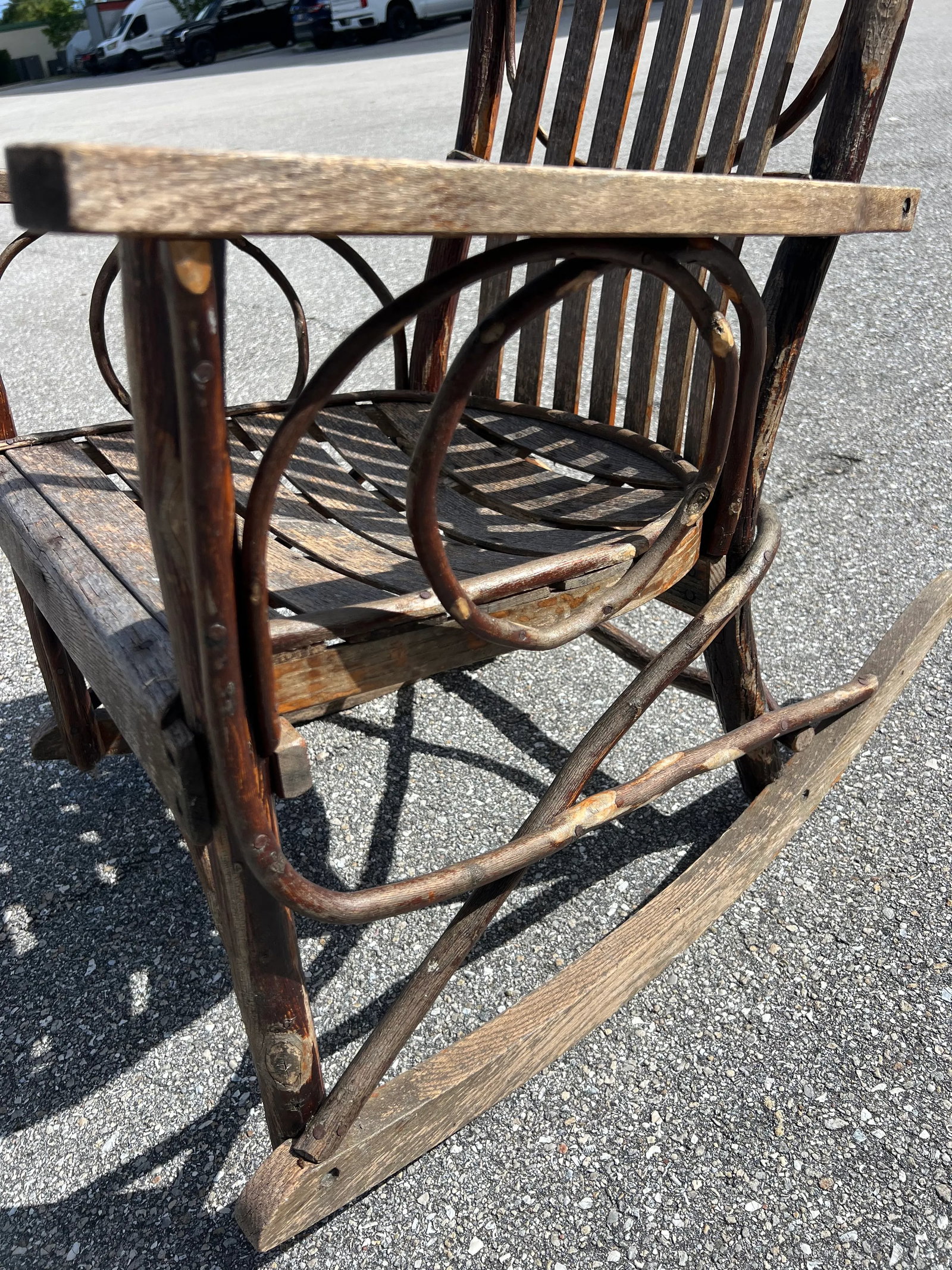 Antique Hand Made Rustic Hickory & Twig Rocking Chair - 3