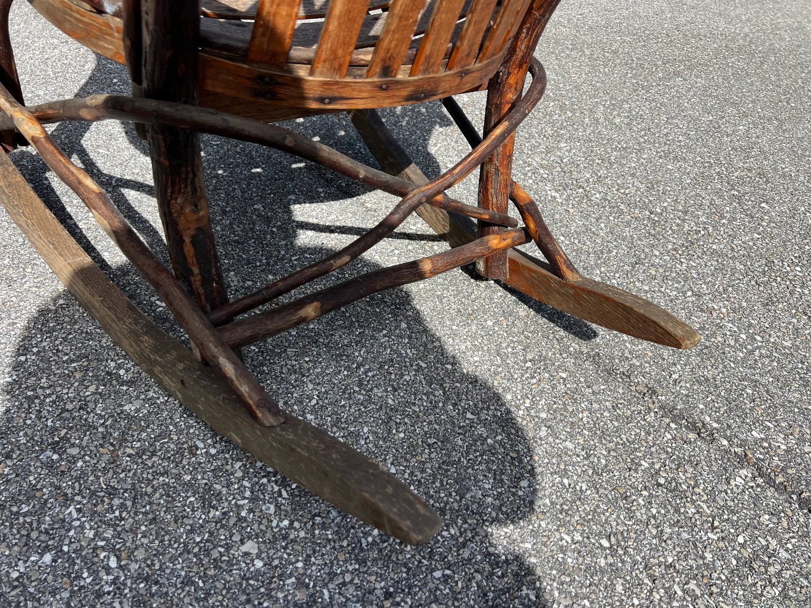 Antique Hand Made Rustic Hickory & Twig Rocking Chair - 4