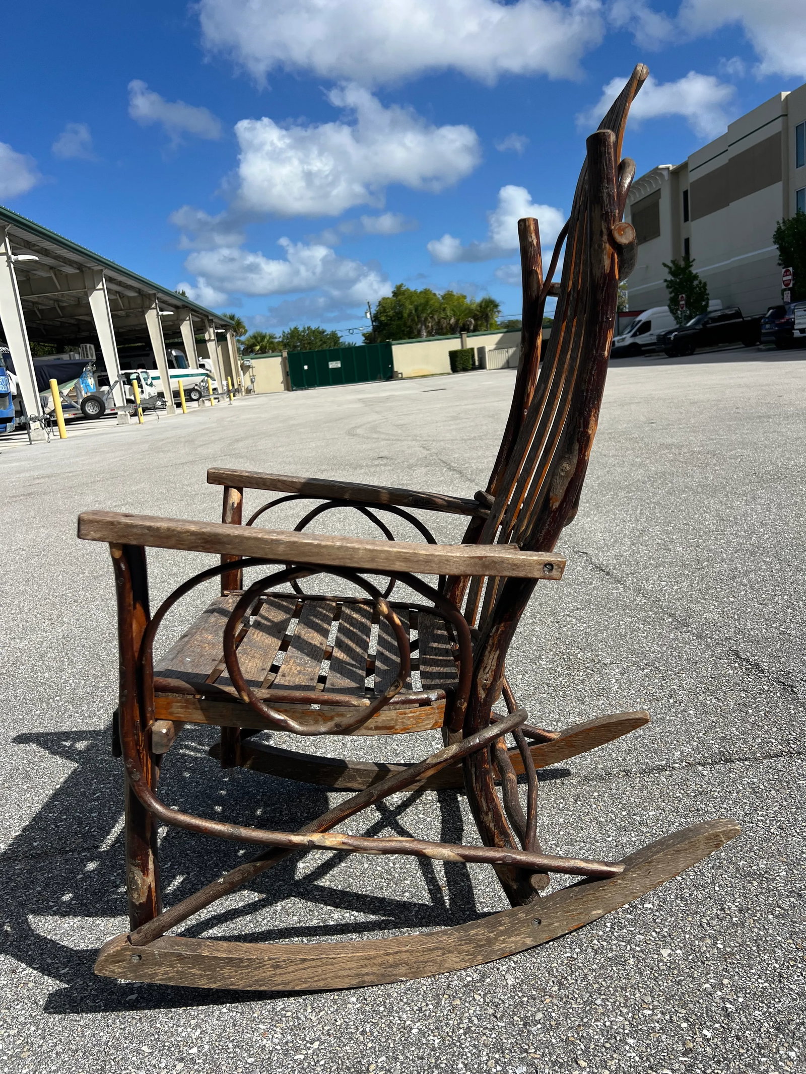 Antique Hand Made Rustic Hickory & Twig Rocking Chair - 7