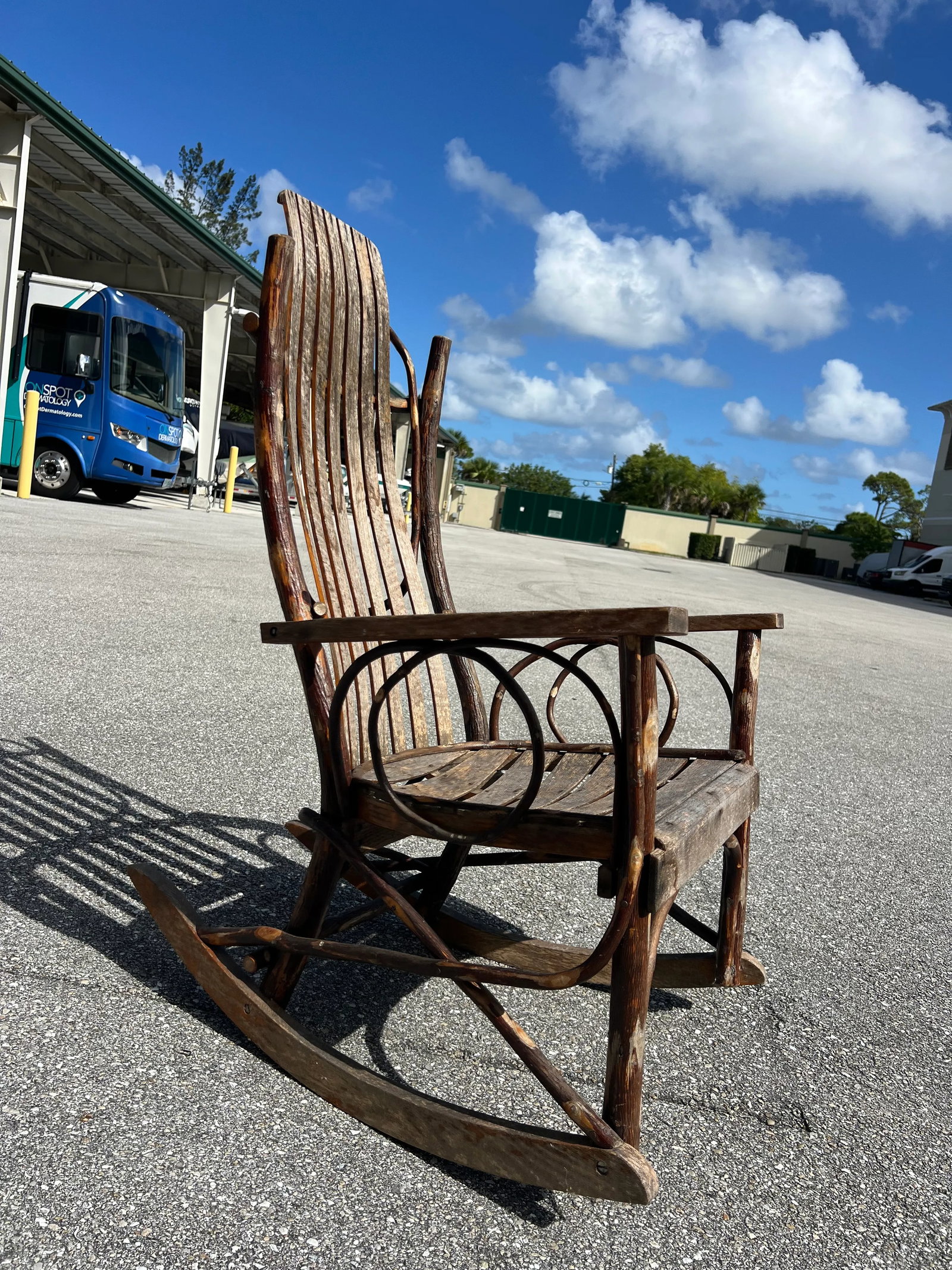 Antique Hand Made Rustic Hickory & Twig Rocking Chair - 9
