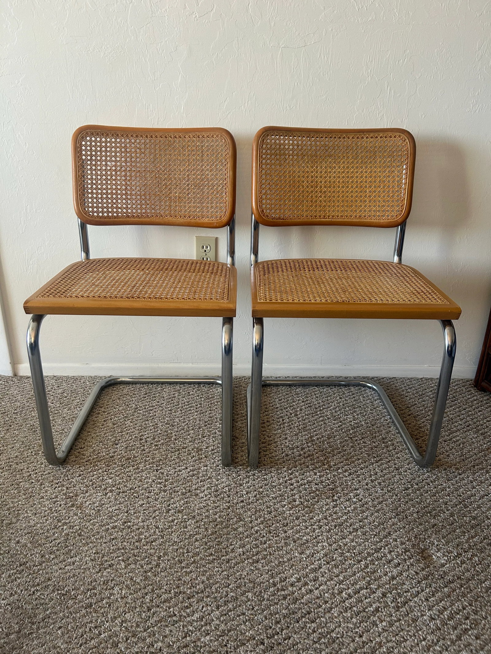 Late 20th Century Mid Century Cantilever Cesca Dining Chairs Attributed to Marcel Breuer Set of 2 - 2