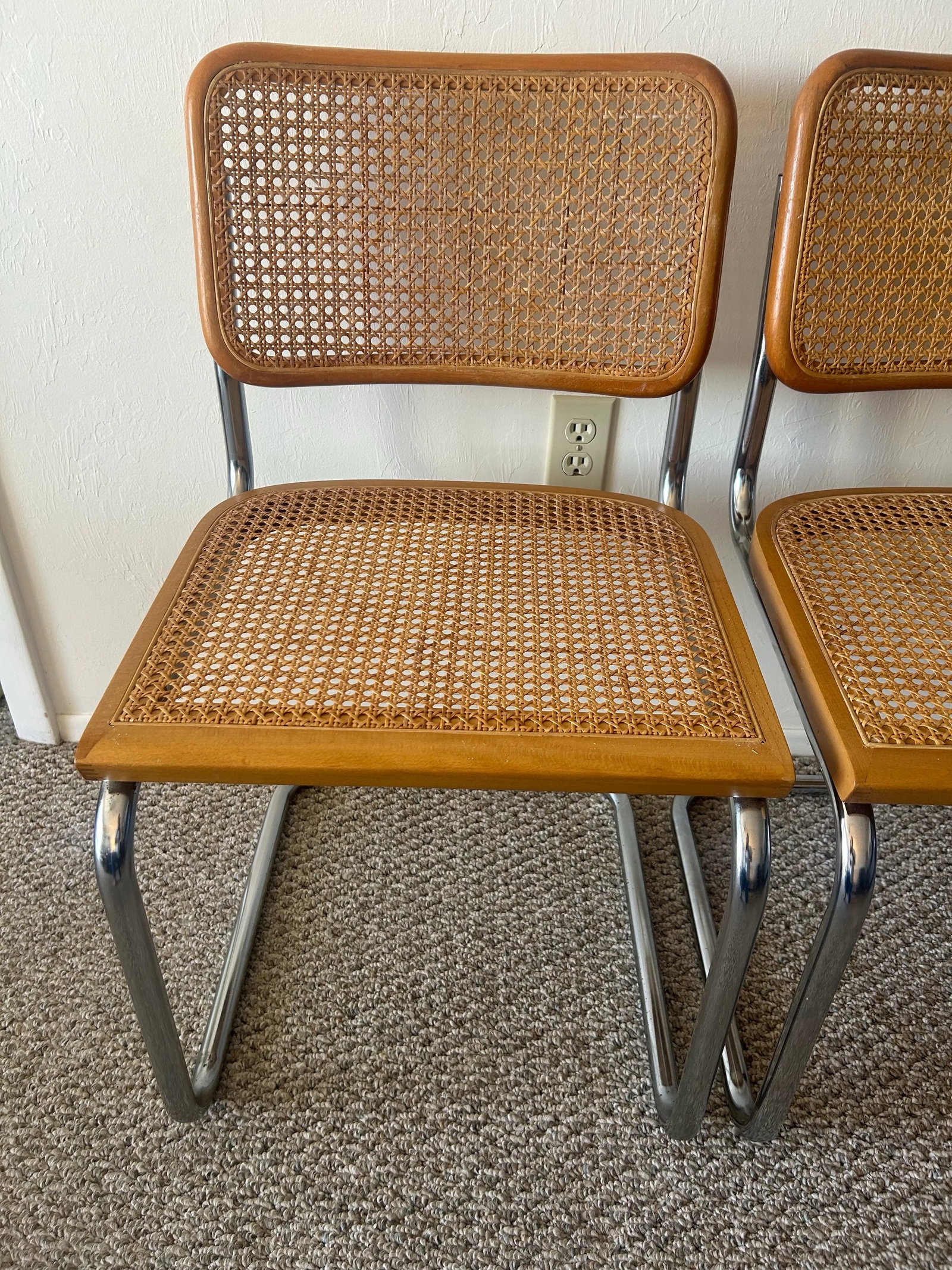 Late 20th Century Mid Century Cantilever Cesca Dining Chairs Attributed to Marcel Breuer Set of 2 - 3