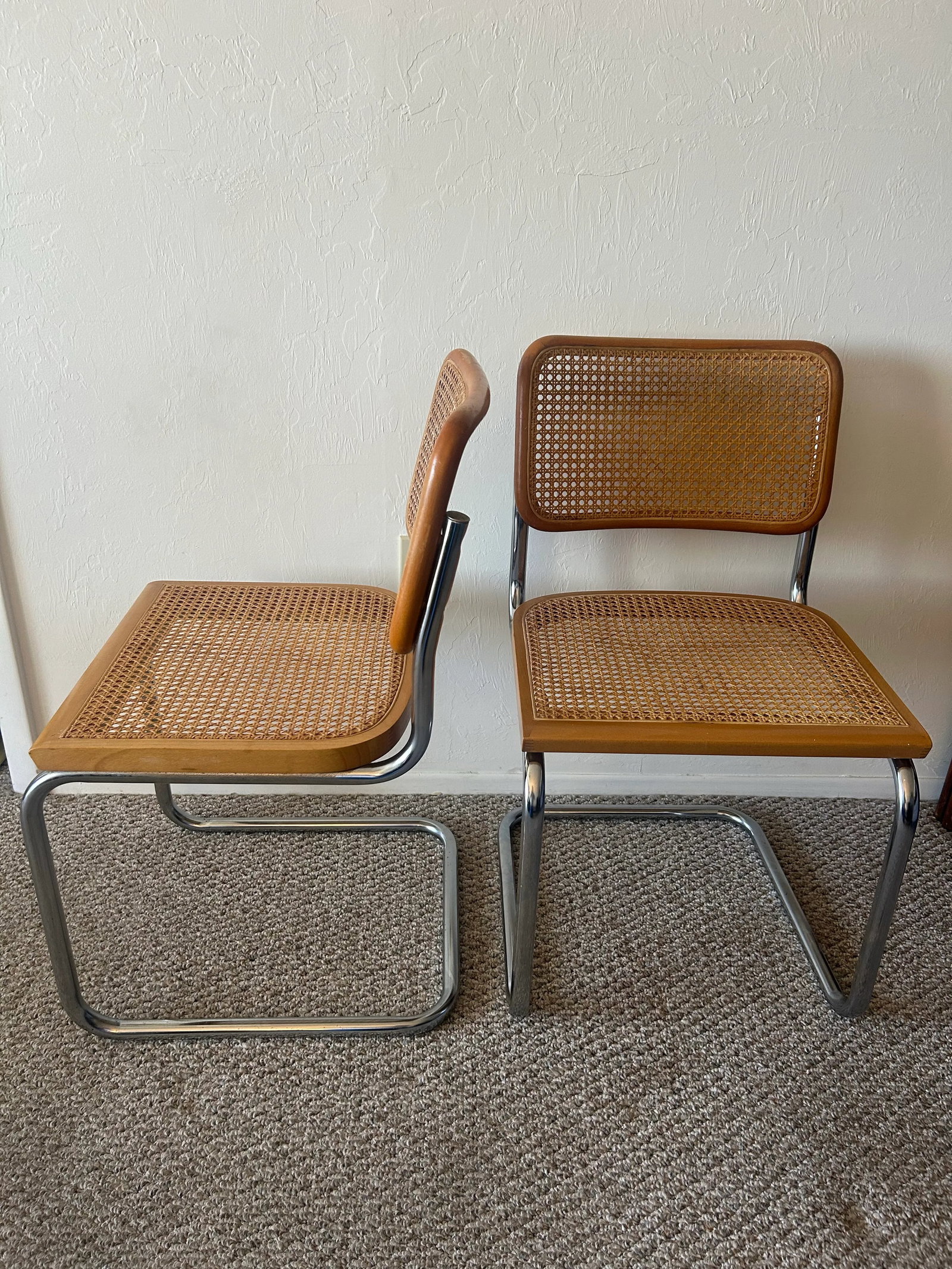 Late 20th Century Mid Century Cantilever Cesca Dining Chairs Attributed to Marcel Breuer Set of 2 - 4