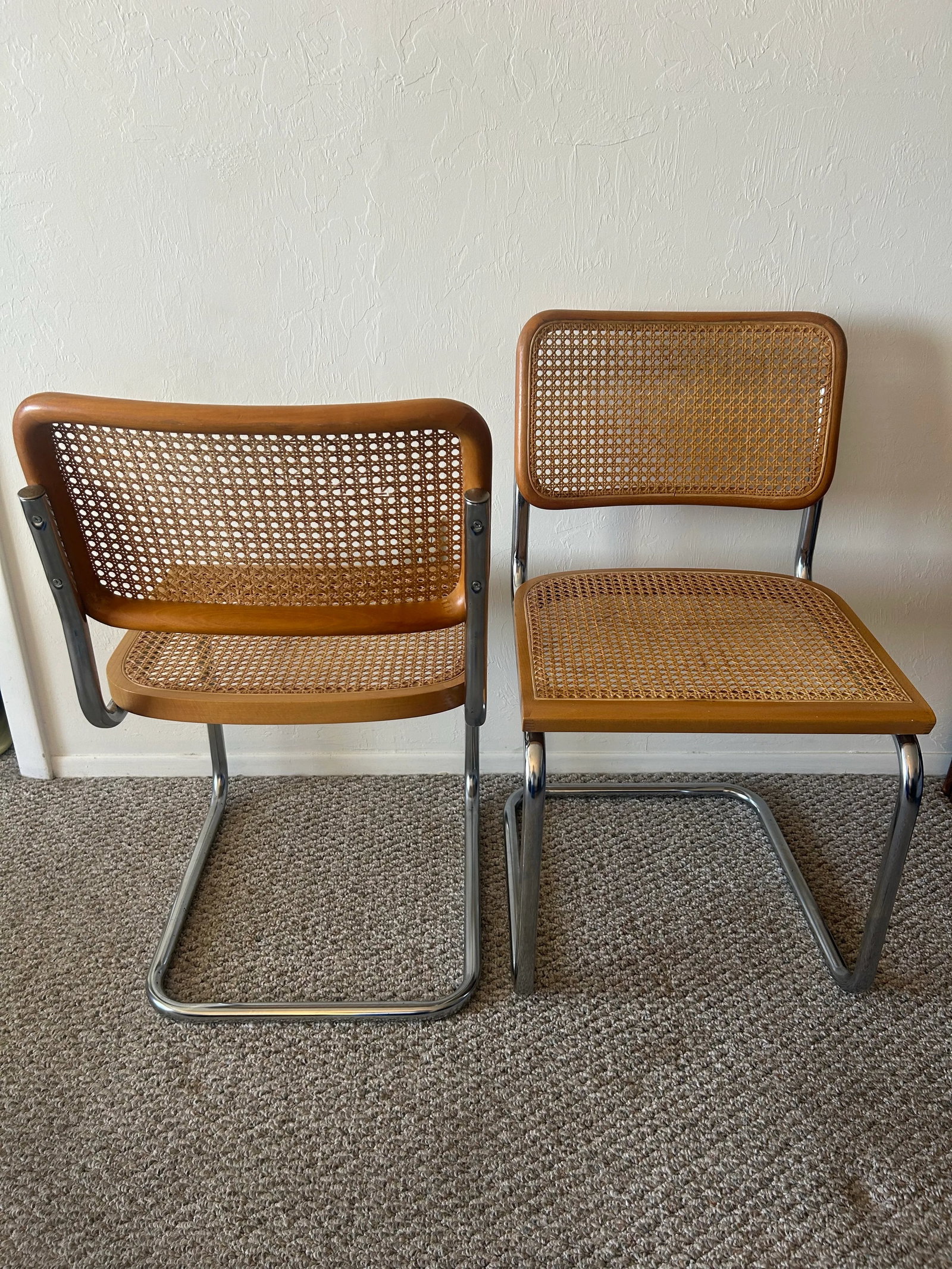 Late 20th Century Mid Century Cantilever Cesca Dining Chairs Attributed to Marcel Breuer Set of 2 - 5