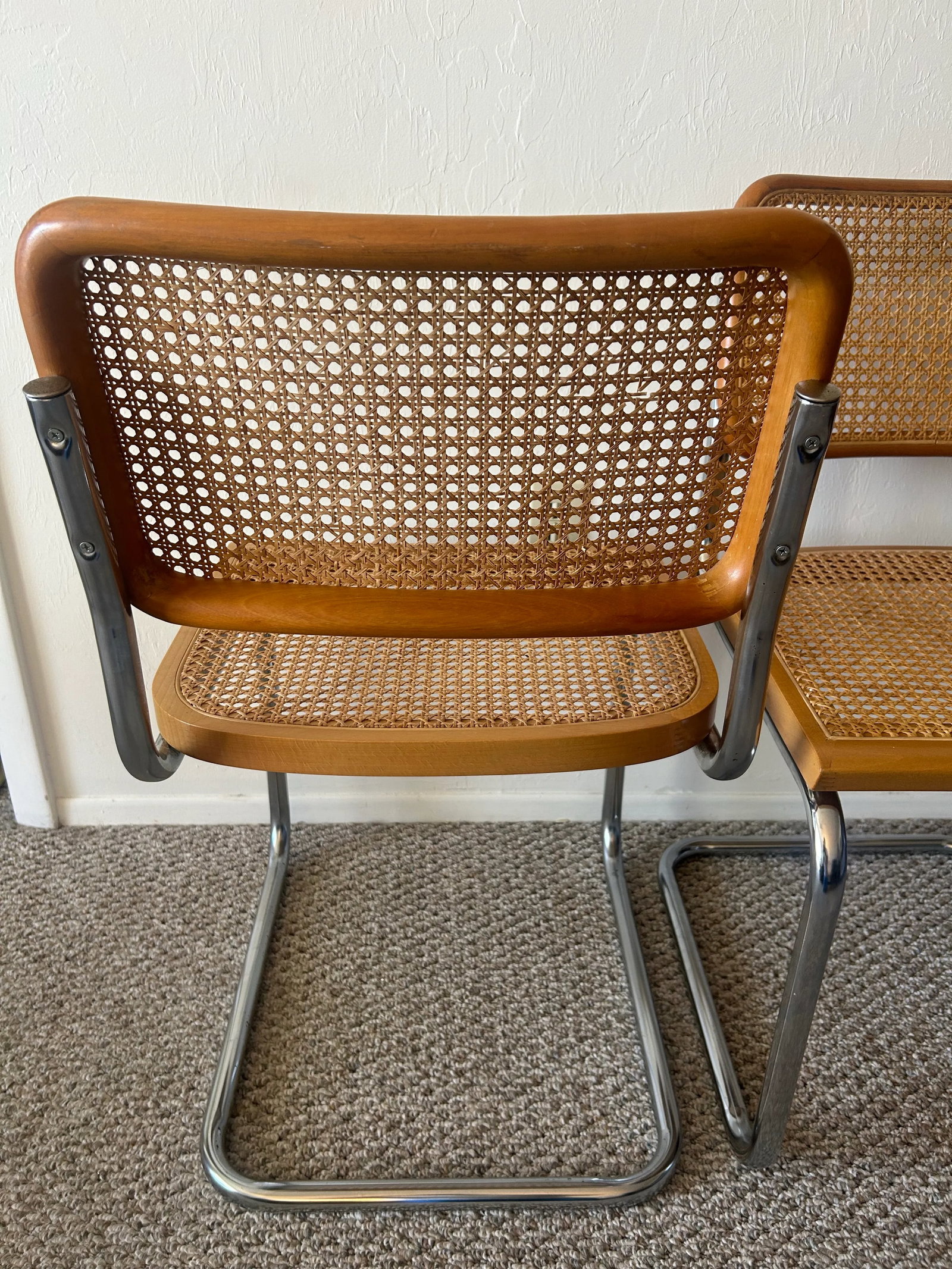 Late 20th Century Mid Century Cantilever Cesca Dining Chairs Attributed to Marcel Breuer Set of 2 - 6