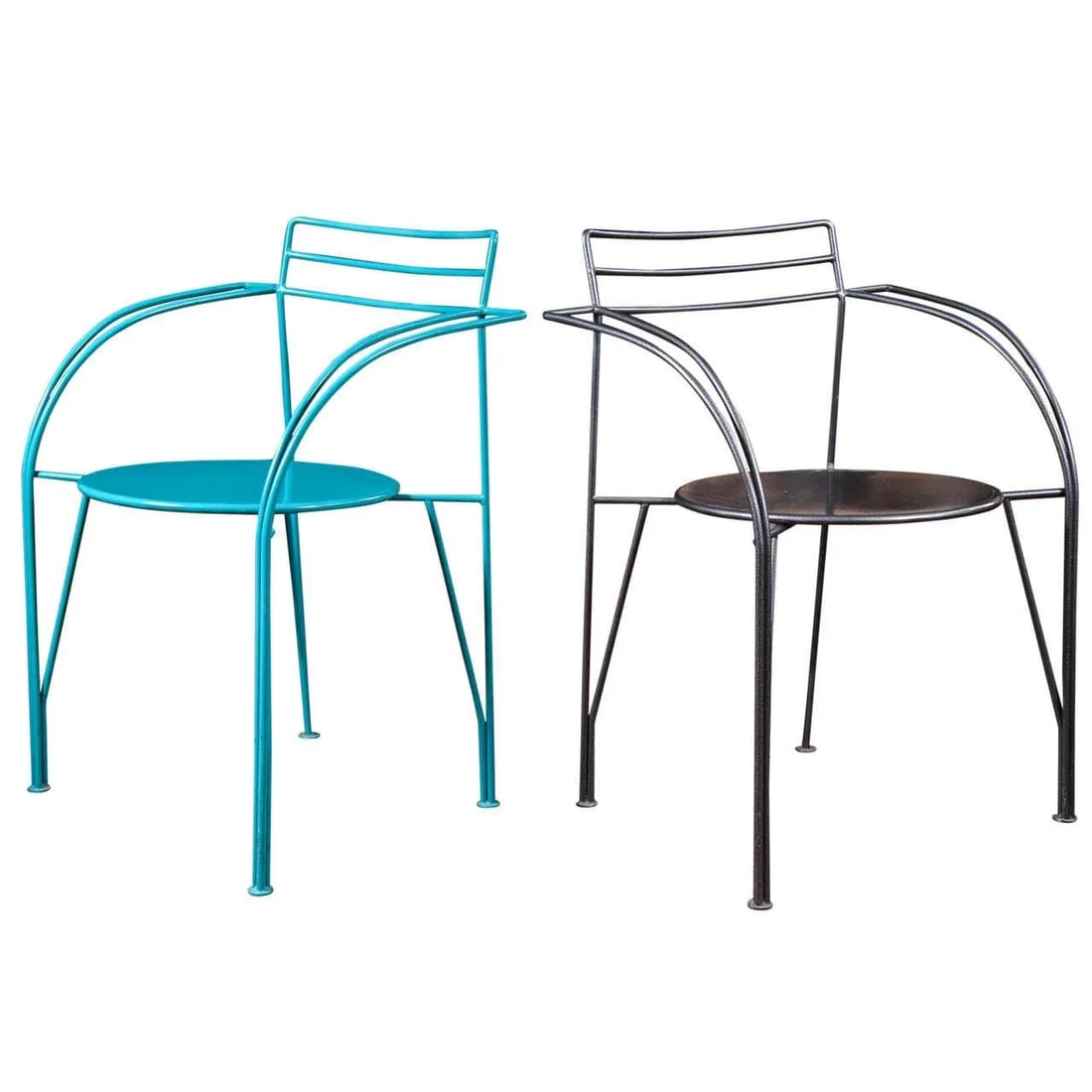 Powder-Coated Lune d'Argent Metal Armchairs - a Pair - 11