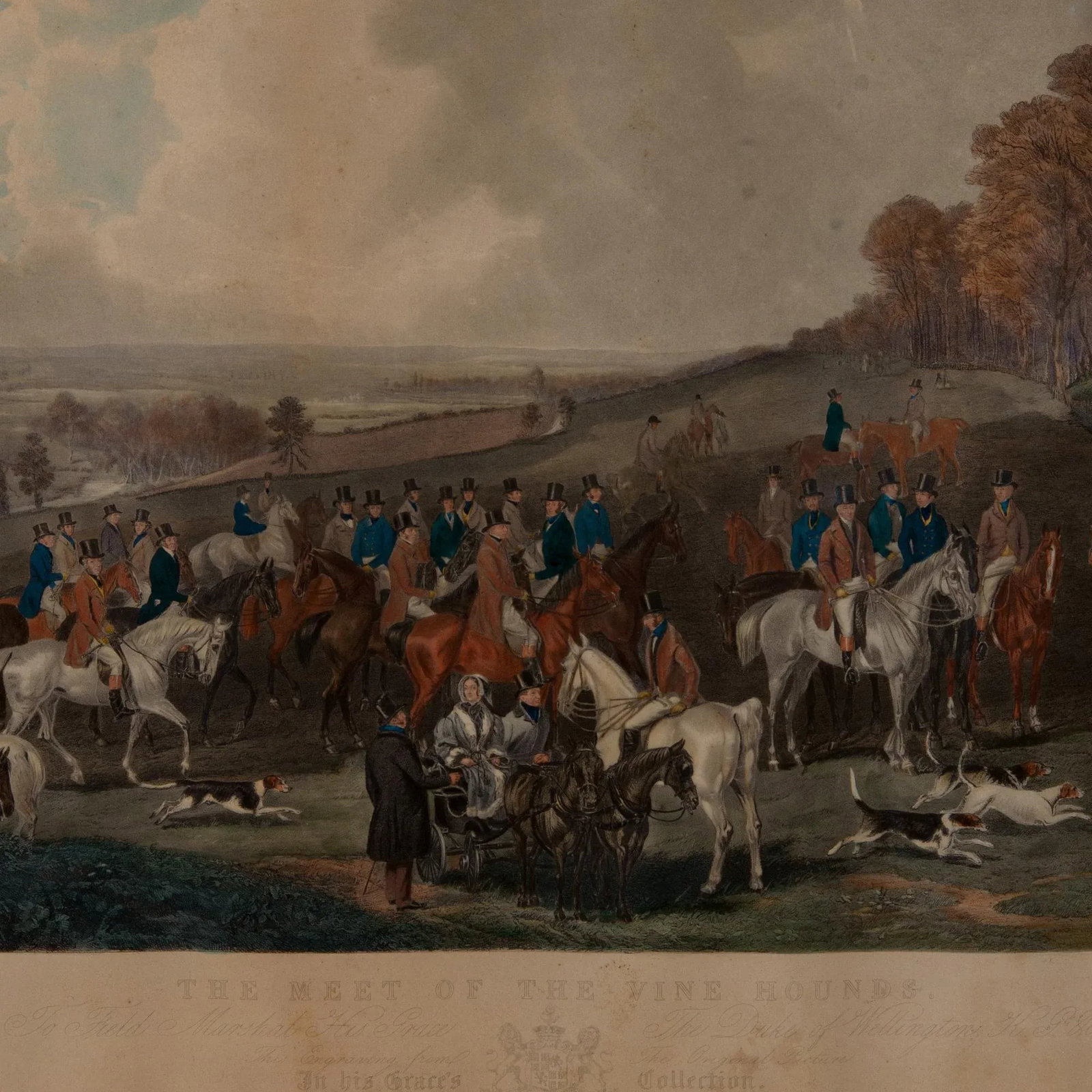 Antique "Melton Breakfast and the Meet of the Vine Hounds" Sporting Engravings - a Pair - 11