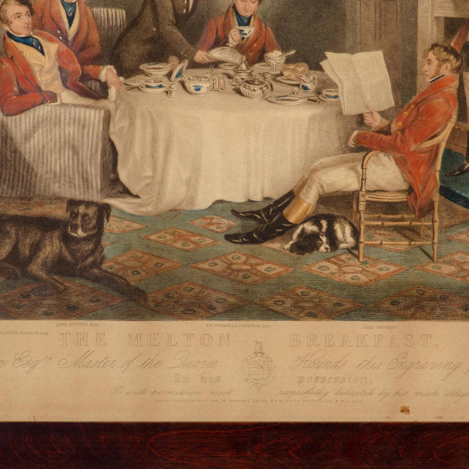Antique "Melton Breakfast and the Meet of the Vine Hounds" Sporting Engravings - a Pair - 7