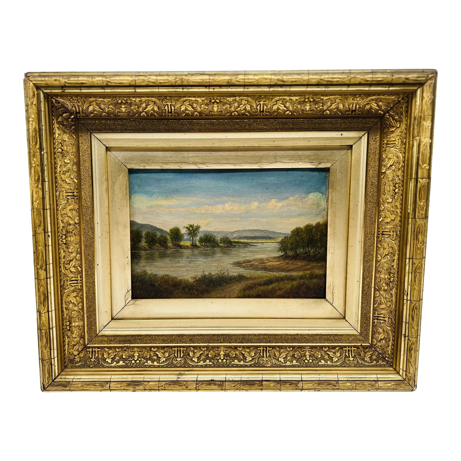 19th Century, American School Oil on Board Landscape - New Hampshire School (1 of 9)