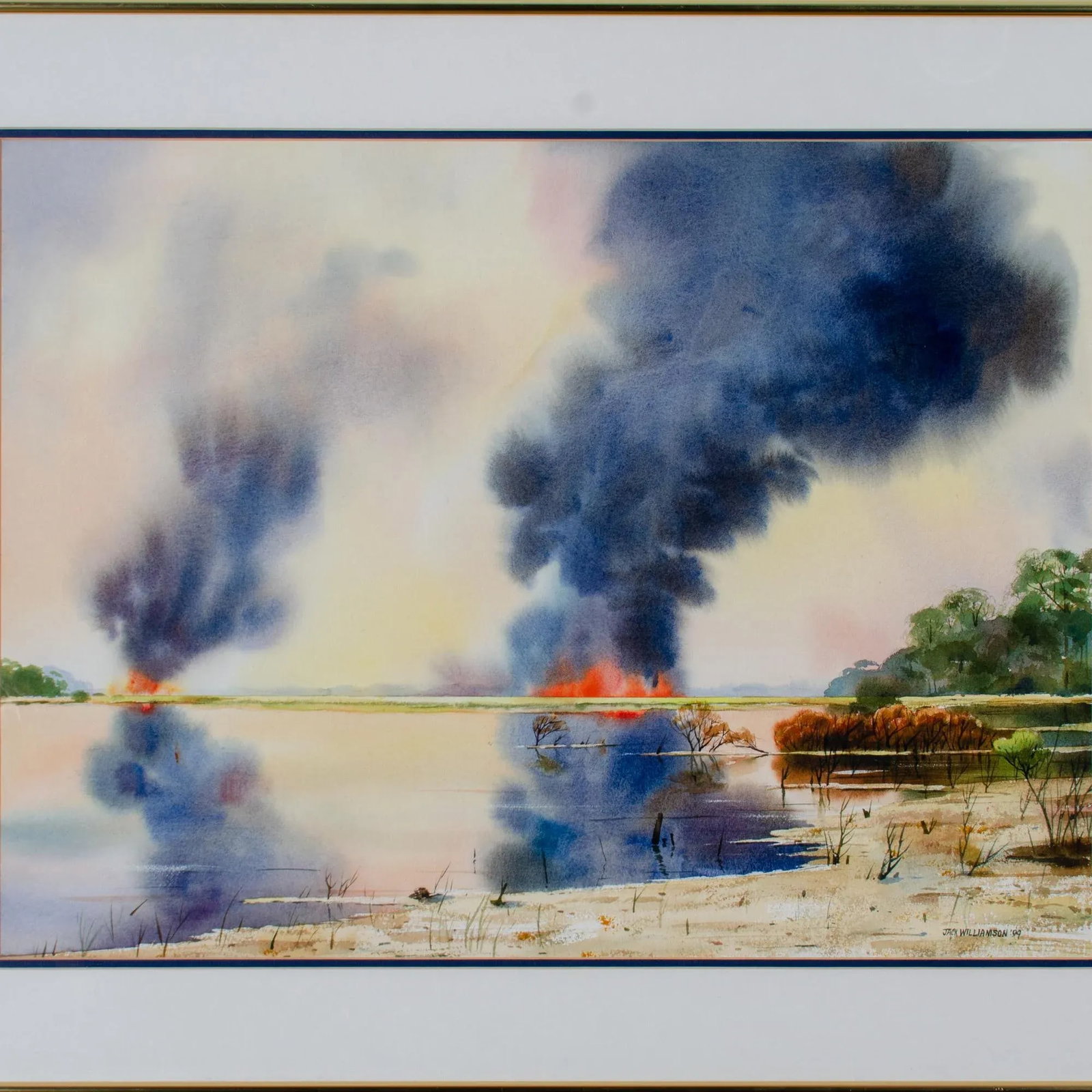 "Controlled Burn" Lowcountry Watercolor Painting by Jack Williamson - 2