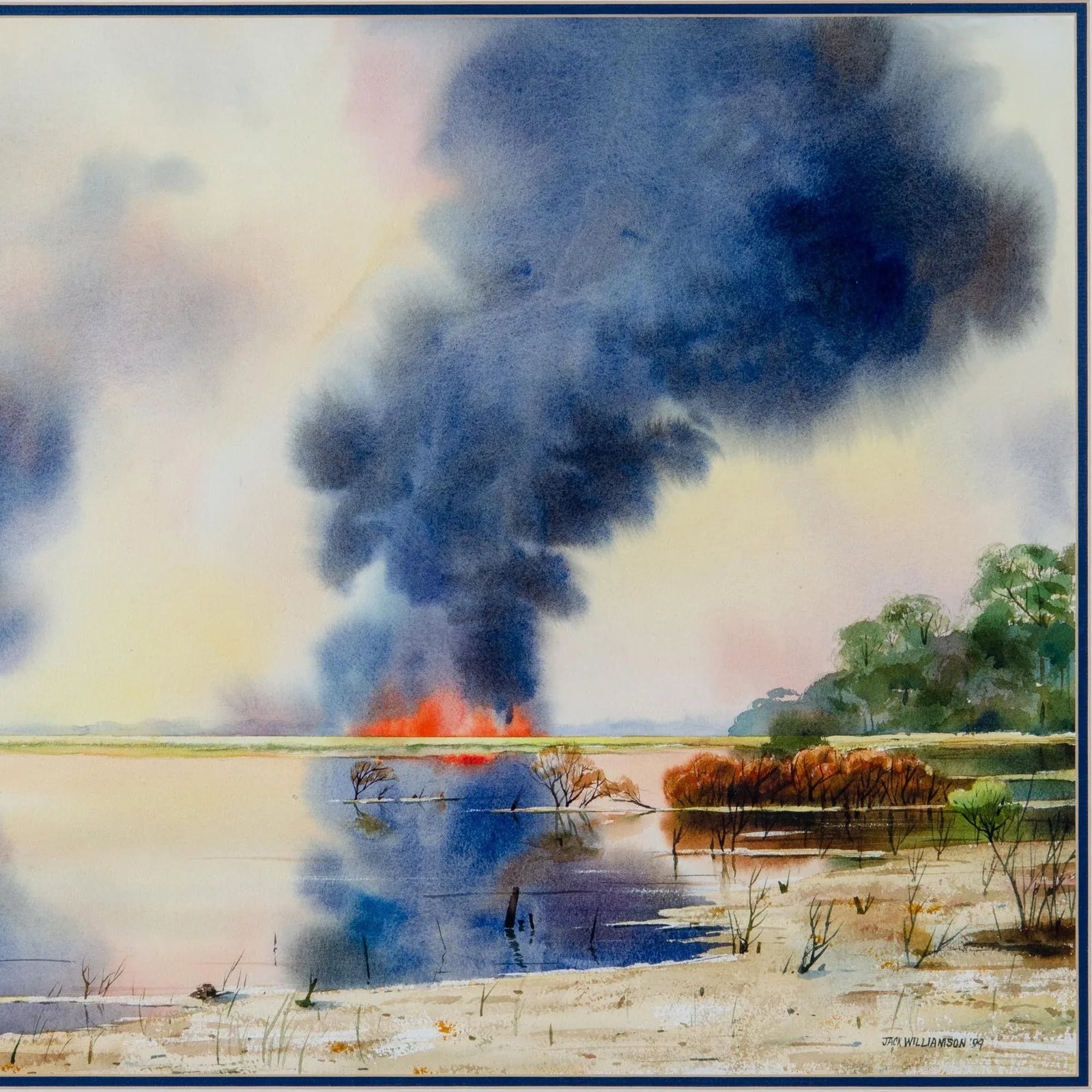 "Controlled Burn" Lowcountry Watercolor Painting by Jack Williamson - 4