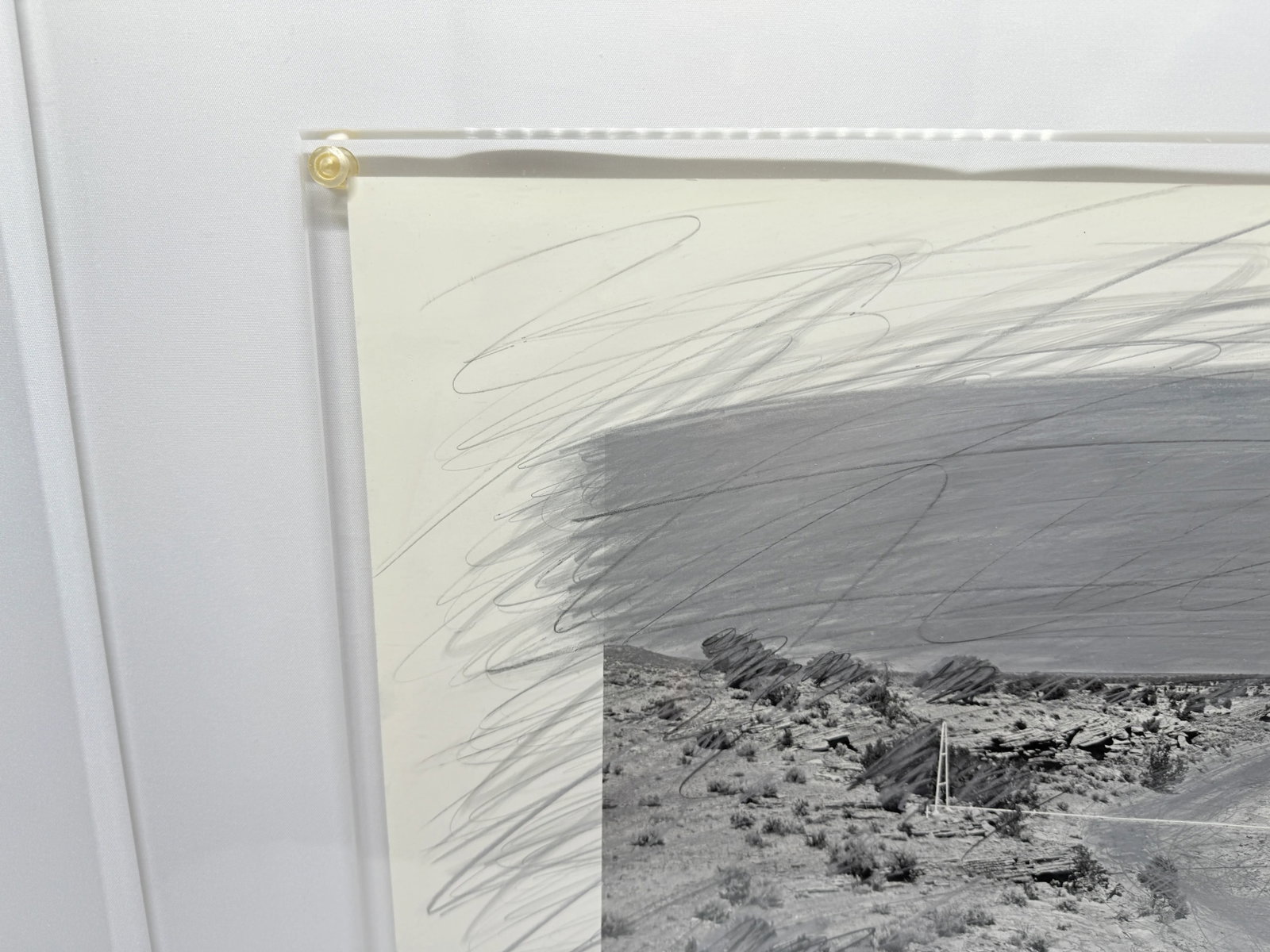 Rick Dingus "Navajo Pipeline" Graphite on Photograph C. 1980 Signed - 3