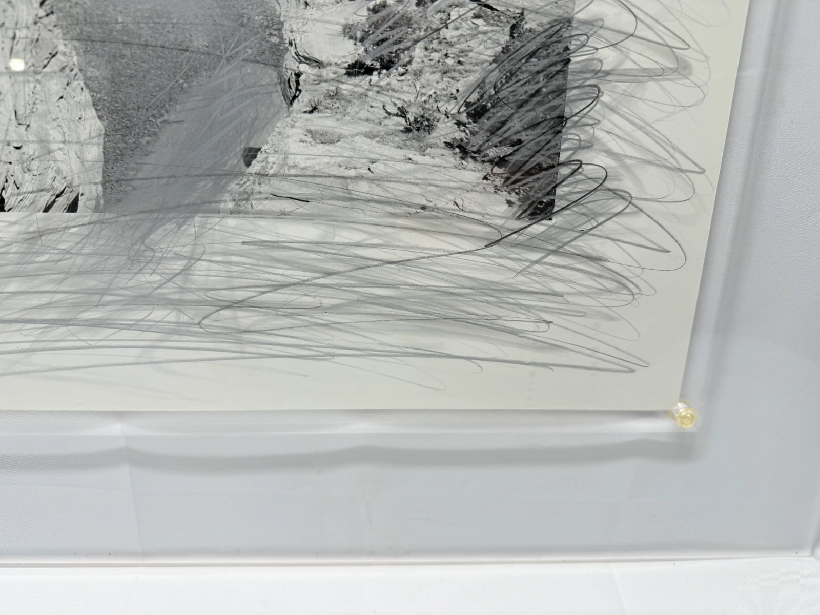 Rick Dingus "Navajo Pipeline" Graphite on Photograph C. 1980 Signed - 4