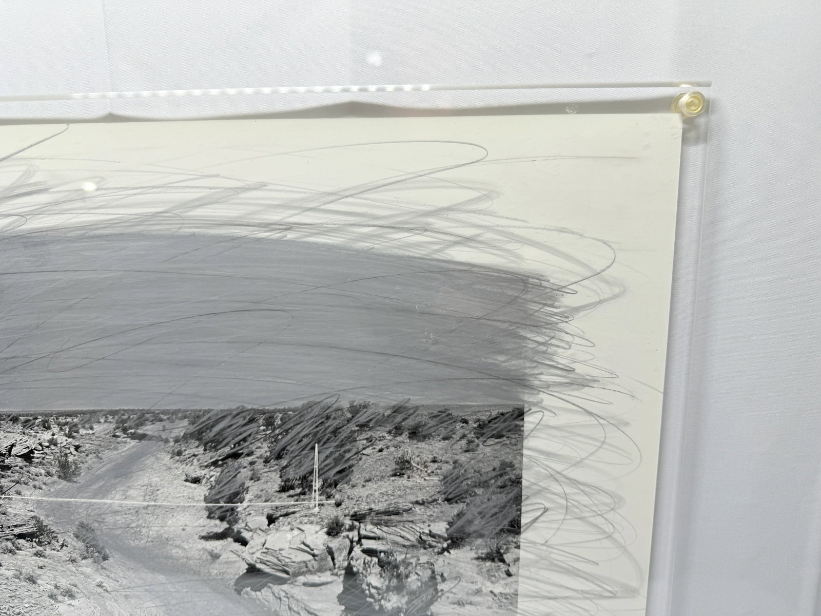 Rick Dingus "Navajo Pipeline" Graphite on Photograph C. 1980 Signed - 5