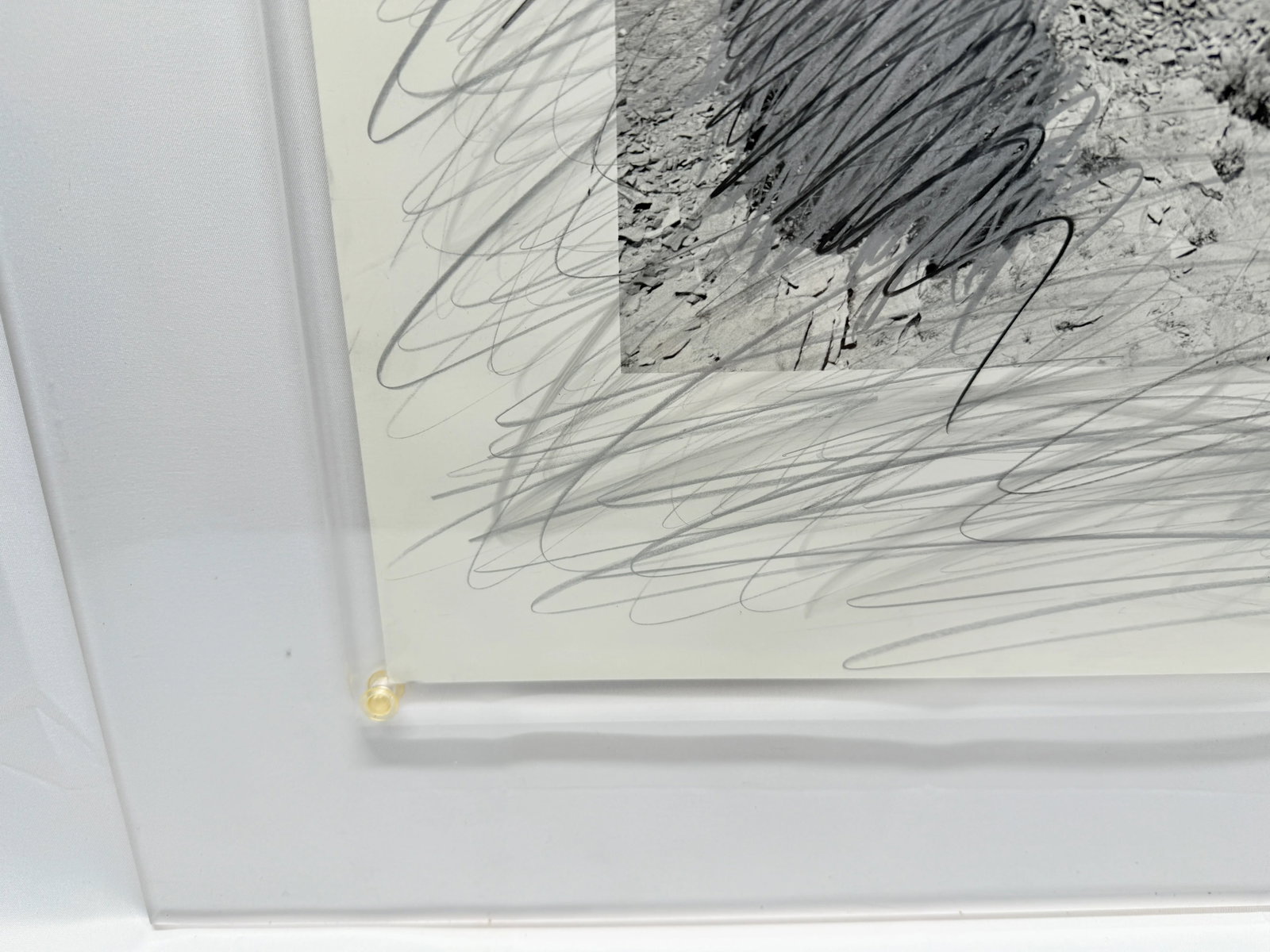 Rick Dingus "Navajo Pipeline" Graphite on Photograph C. 1980 Signed - 8