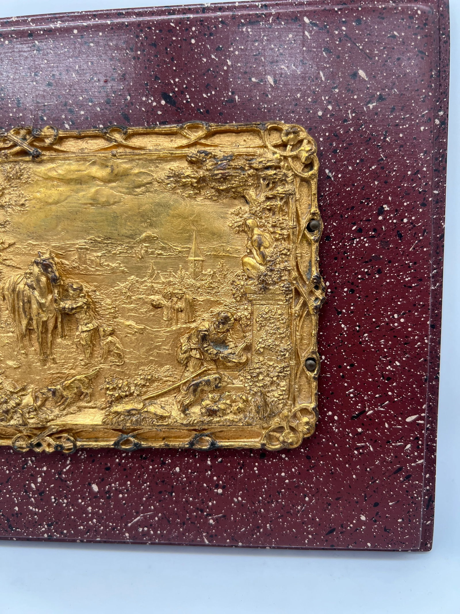 Pair, 19th Century French Grand Tour Gilt Equestrian Plaques - Signed - 11
